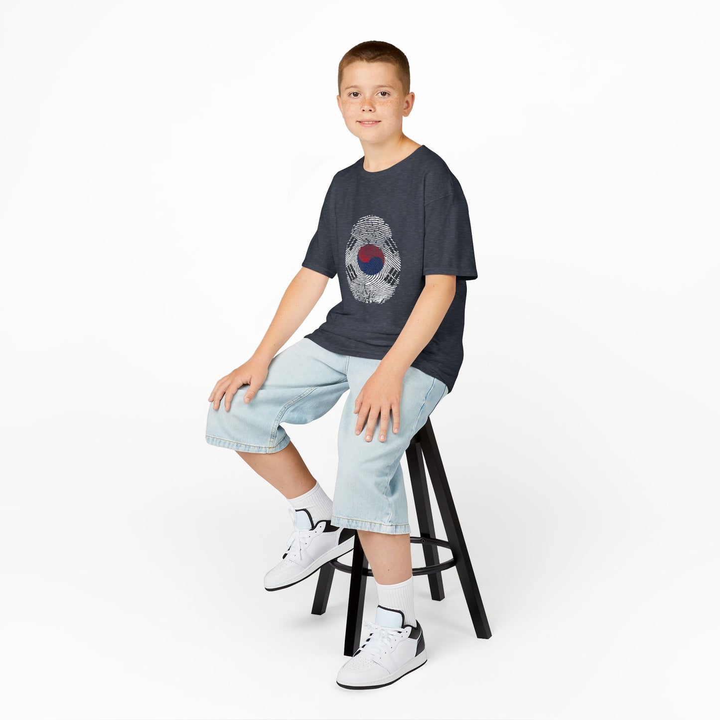 SOUTH KOREA Fingerprint flag Soccer World Cup Fan T-Shirt (KIDS - UNISEX)