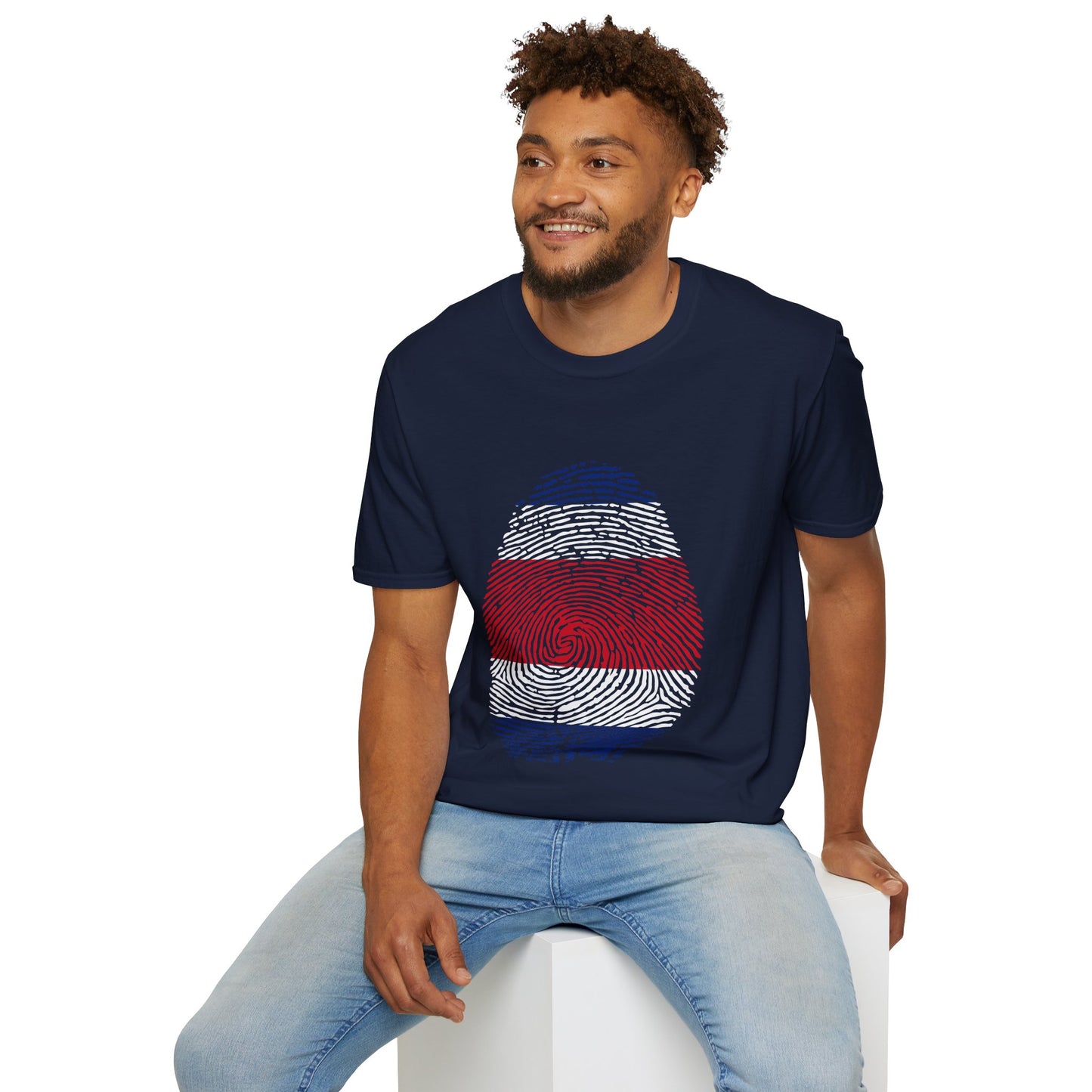COSTA RICA Fingerprint flag Soccer World Cup Fan T-Shirt (MEN)
