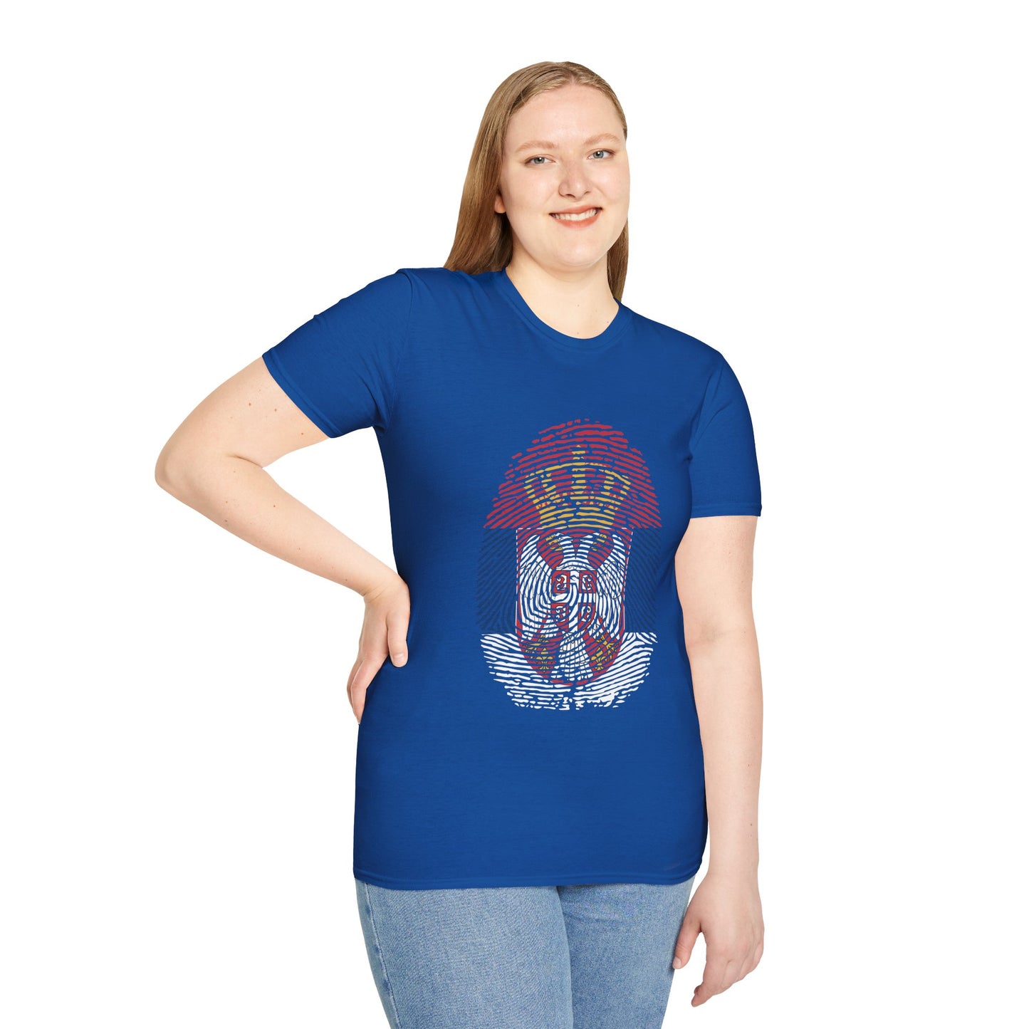 SERBIA Fingerprint flag Soccer World Cup Fan T-Shirt (WOMEN)