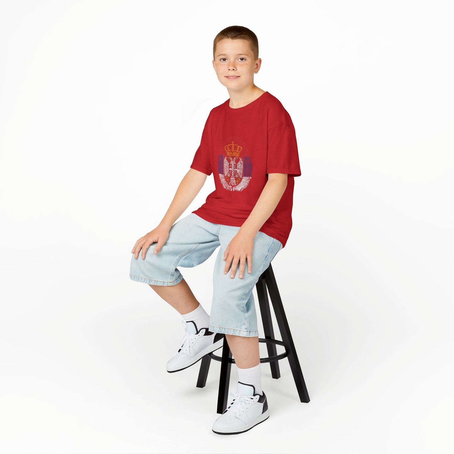SERBIA Fingerprint flag Soccer World Cup Fan T-Shirt (KIDS - UNISEX)