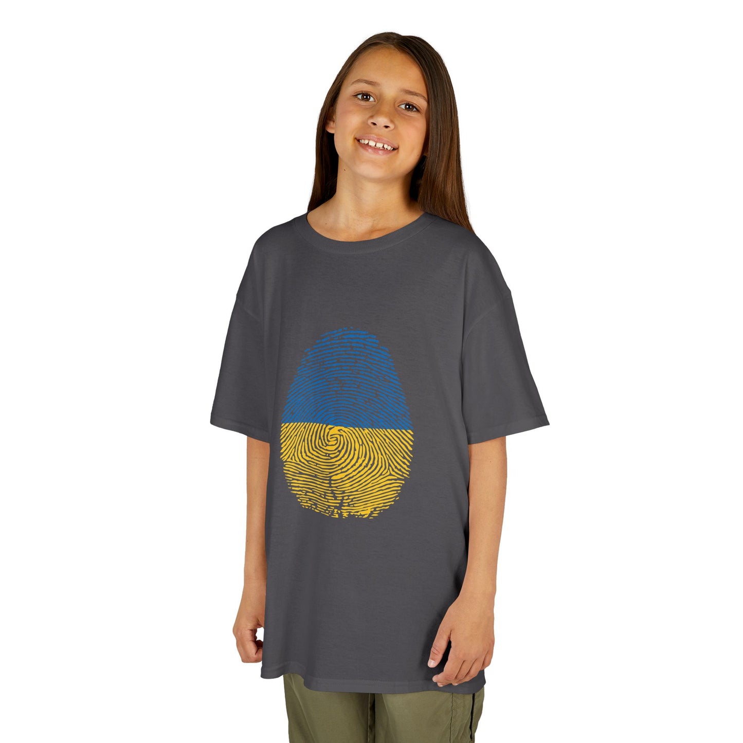 UKRAINE Fingerprint flag Soccer World Cup Fan T-Shirt (KIDS - UNISEX)