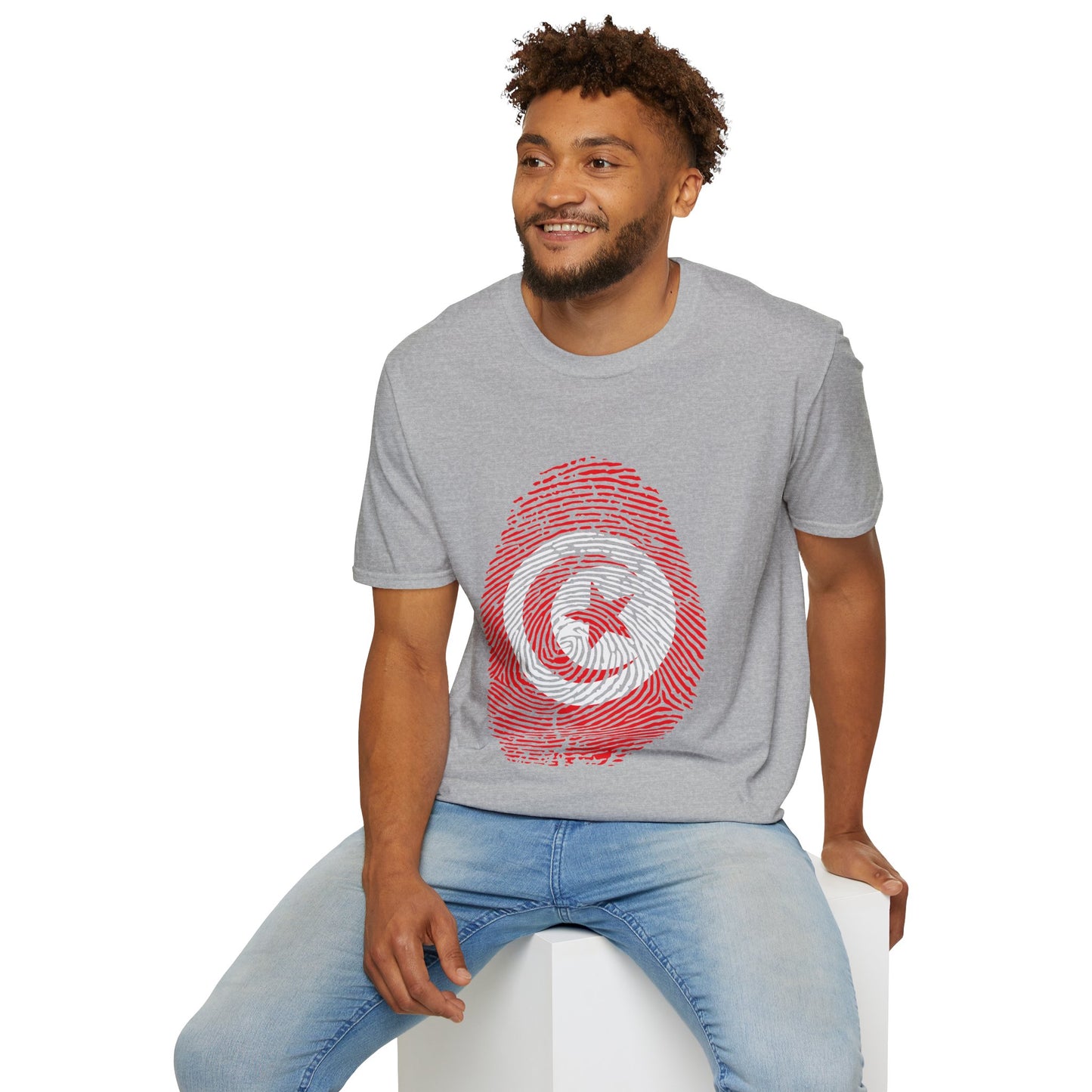 TUNISIA Fingerprint flag Soccer World Cup Fan T-Shirt (MEN)