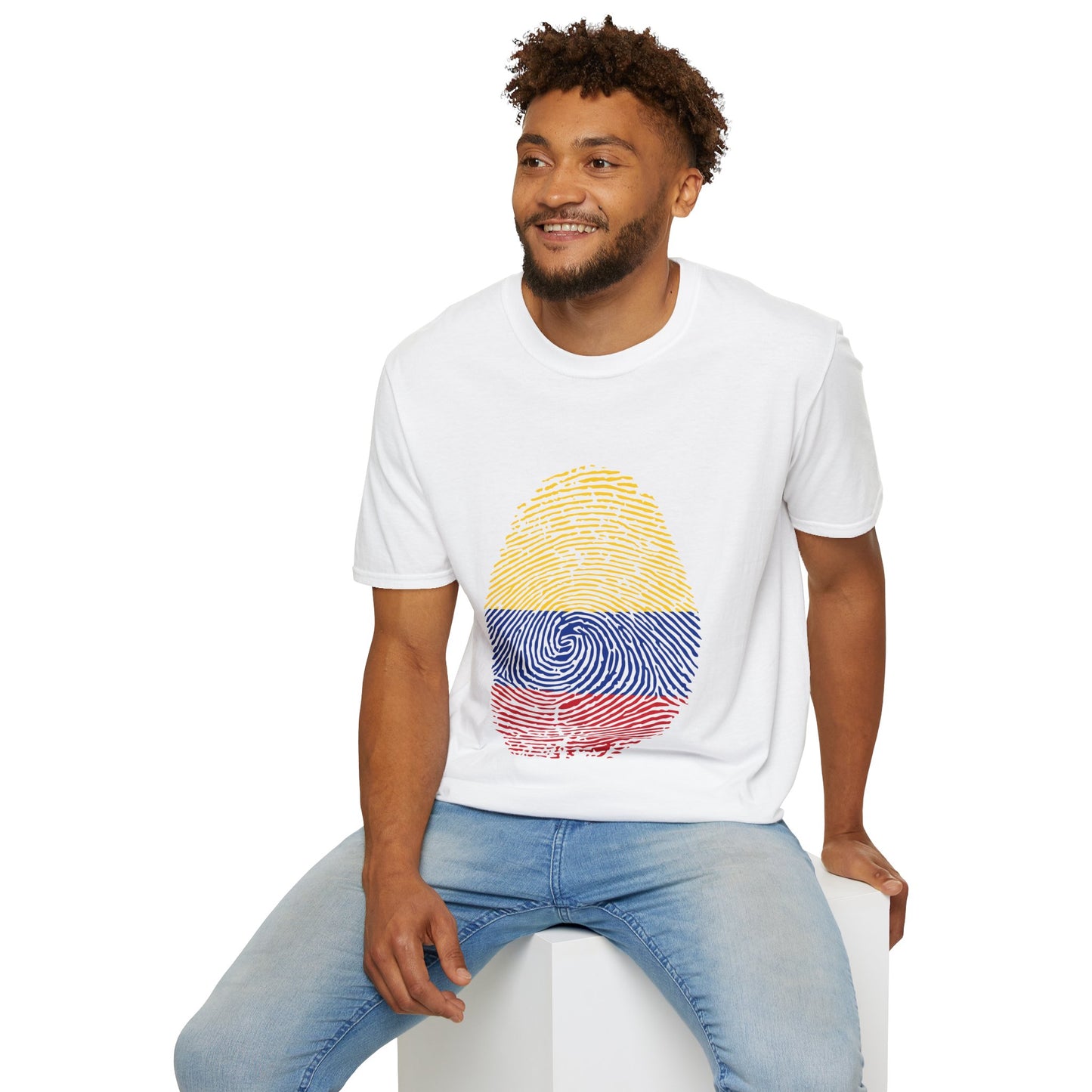 COLOMBIA Fingerprint flag Soccer World Cup Fan T-Shirt (MEN)
