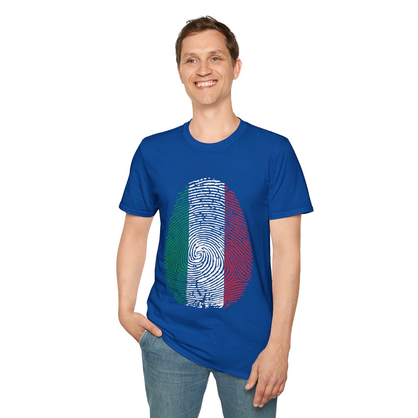 ITALY Fingerprint flag Soccer World Cup Fan T-Shirt (MEN)