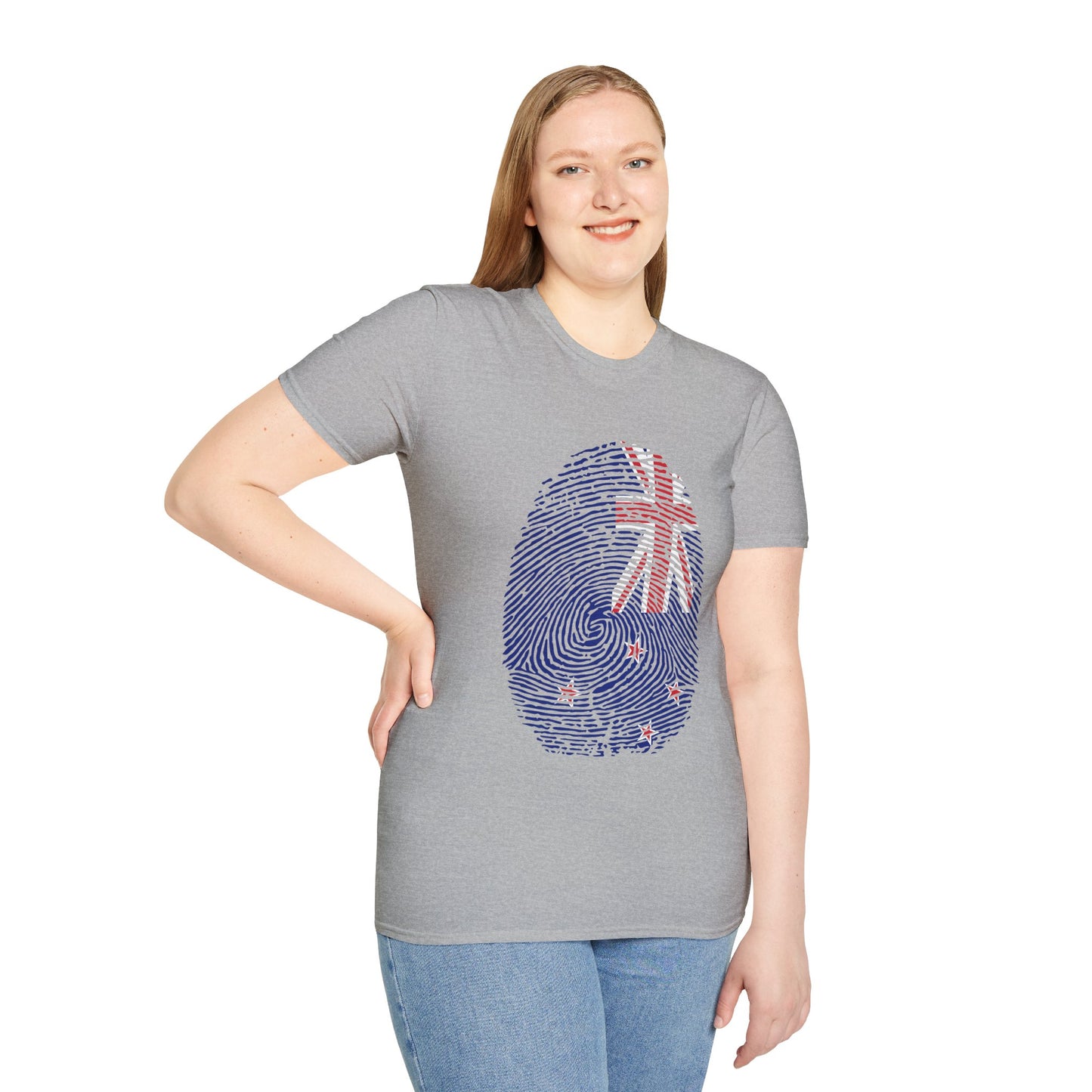 NEW ZEALAND Fingerprint flag Soccer World Cup Fan T-Shirt (WOMEN)