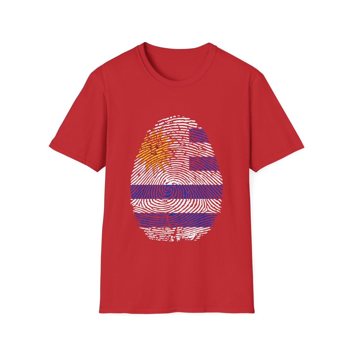 URUGUAY Fingerprint flag Soccer World Cup Fan T-Shirt (WOMEN)