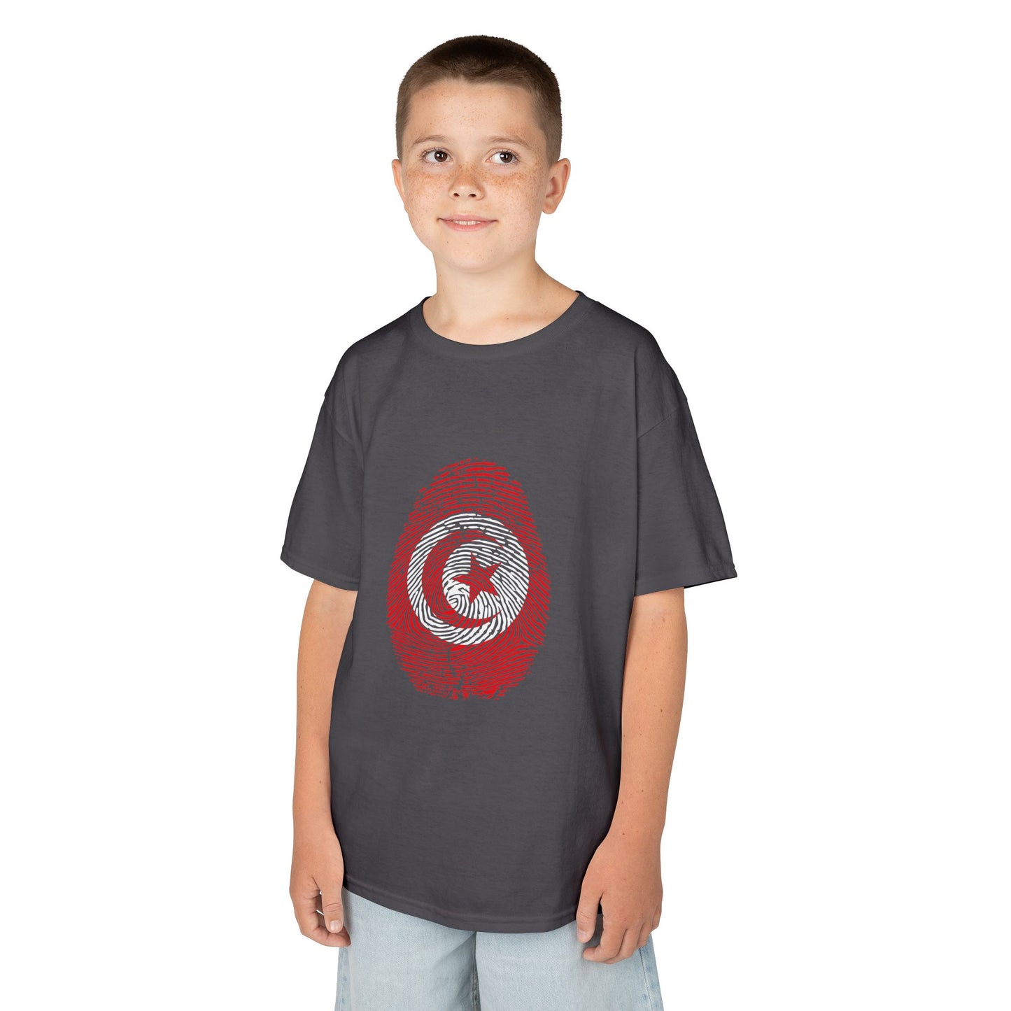 TUNISIA Fingerprint flag Soccer World Cup Fan T-Shirt (KIDS - UNISEX)