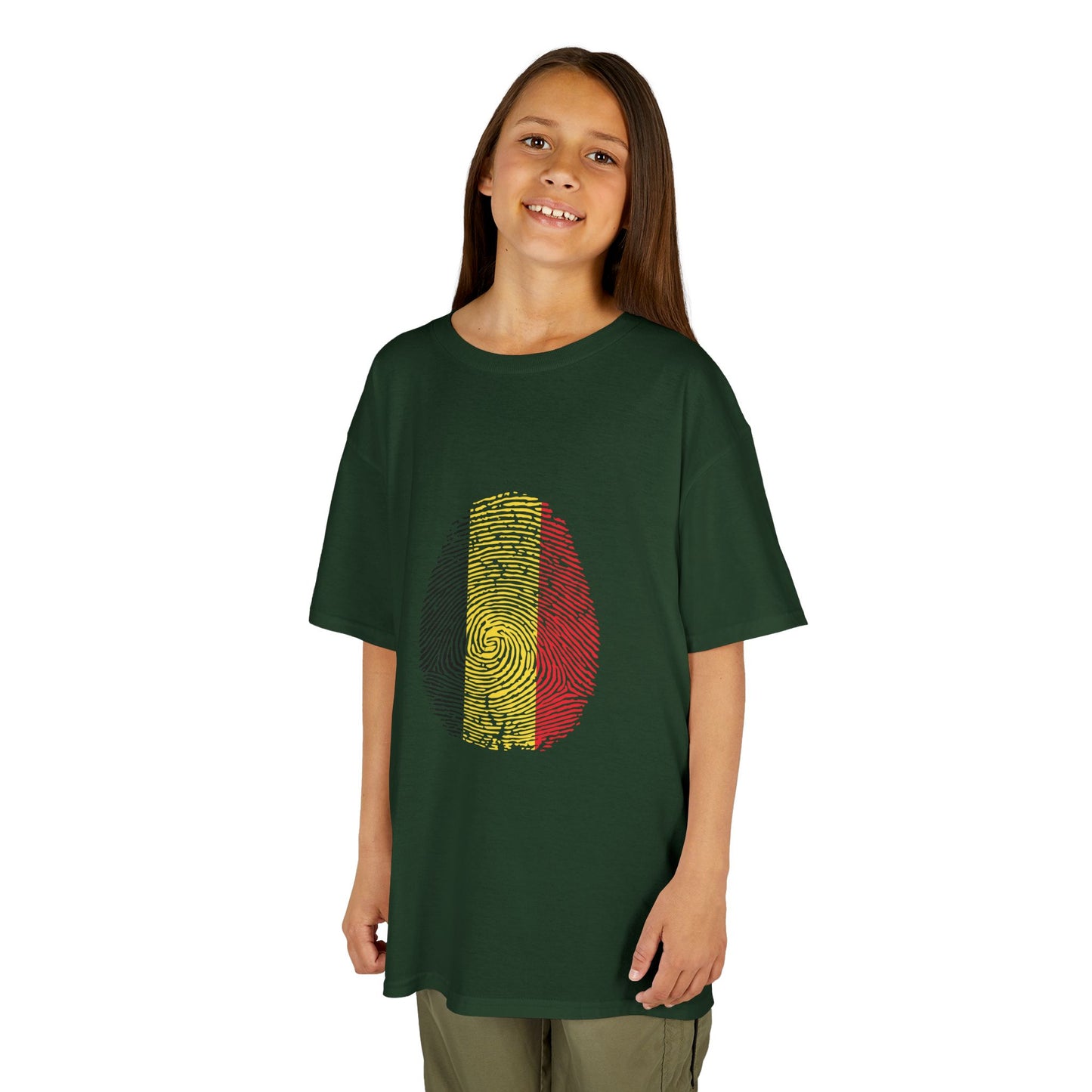 BELGIUM Fingerprint flag Soccer World Cup Fan T-Shirt (KIDS - UNISEX)