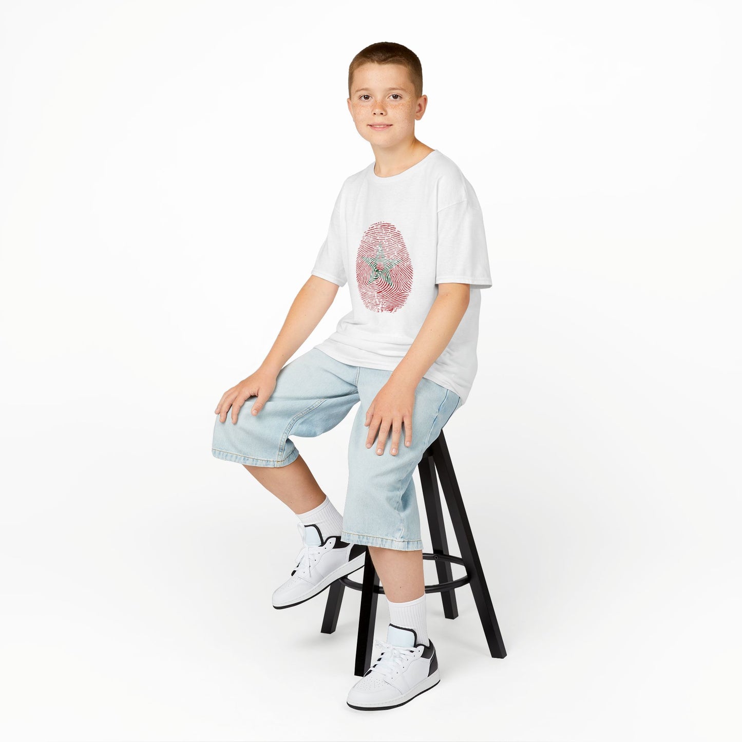 MOROCCO Fingerprint flag Soccer World Cup Fan T-Shirt (KIDS - UNISEX)