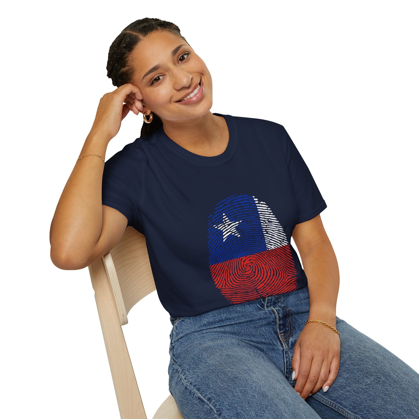 CHILE Fingerprint flag Soccer World Cup Fan T-Shirt (WOMEN)