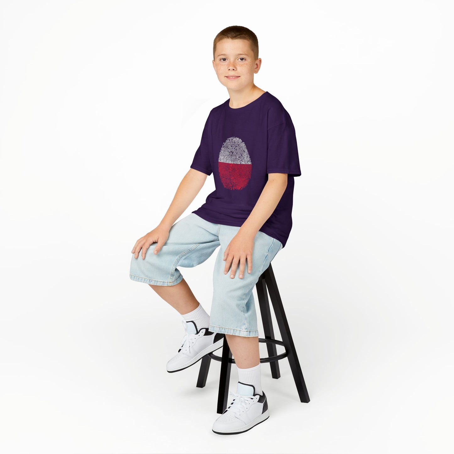 POLAND Fingerprint flag Soccer World Cup Fan T-Shirt (KIDS - UNISEX)