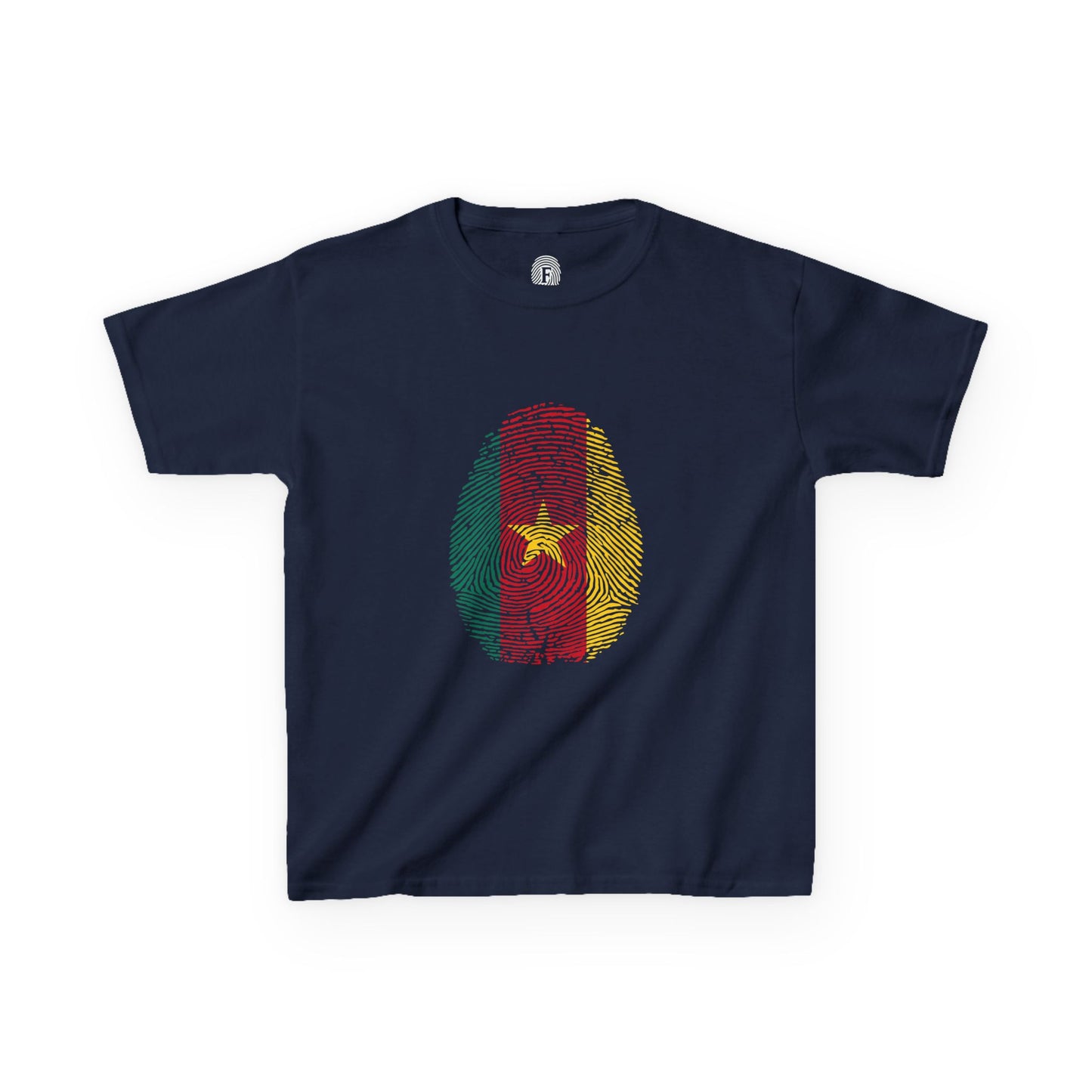 CAMEROON Fingerprint flag Soccer World Cup Fan T-Shirt (KIDS - UNISEX)