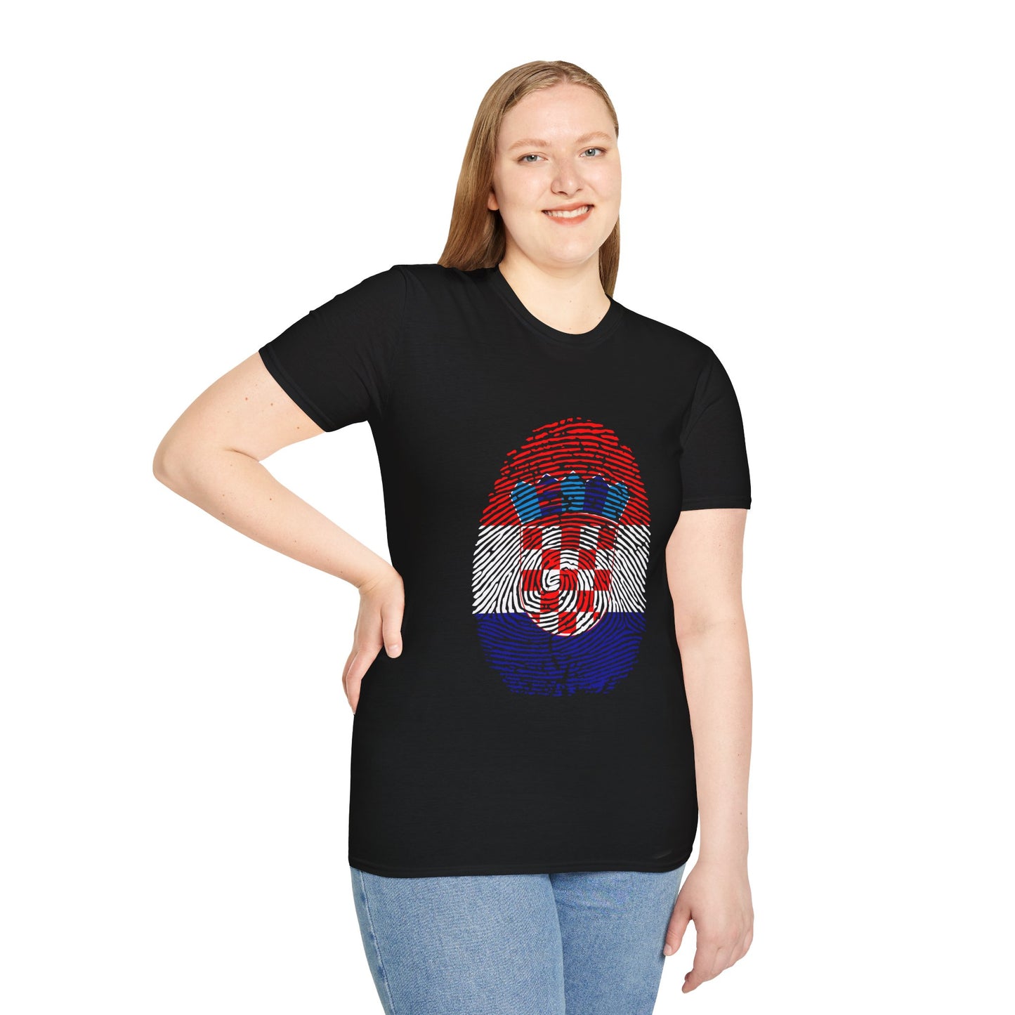 CROATIA Fingerprint flag Soccer World Cup Fan T-Shirt (WOMEN)