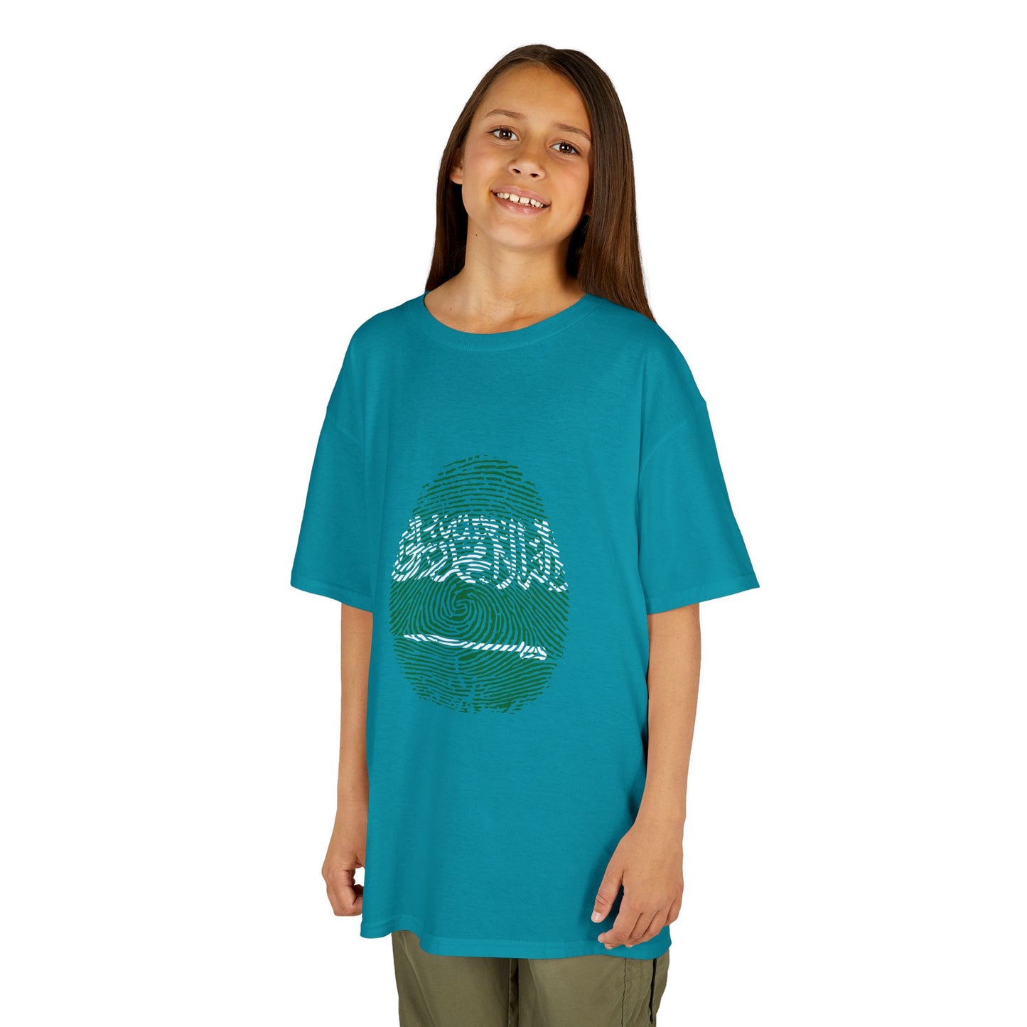 SAUDI ARABIA Fingerprint flag Soccer World Cup Fan T-Shirt (KIDS - UNISEX)