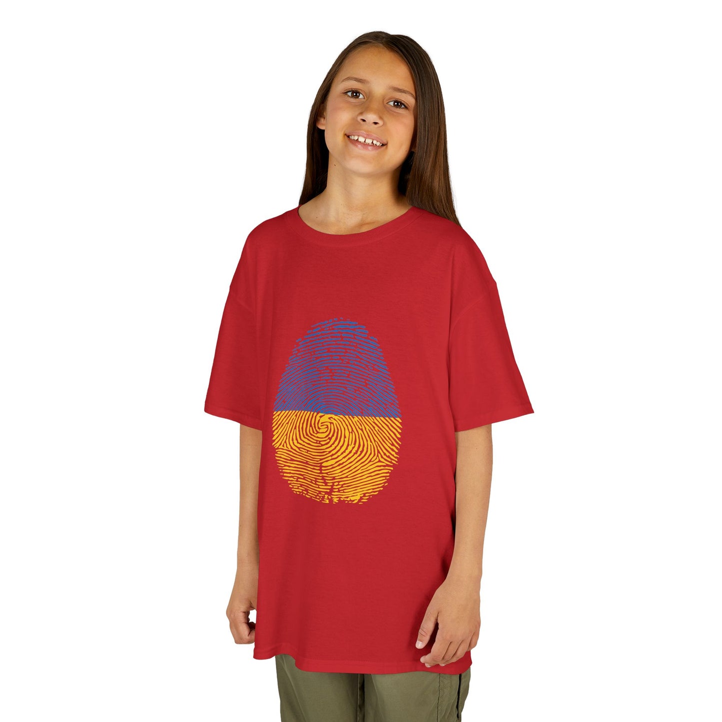 UKRAINE Fingerprint flag Soccer World Cup Fan T-Shirt (KIDS - UNISEX)