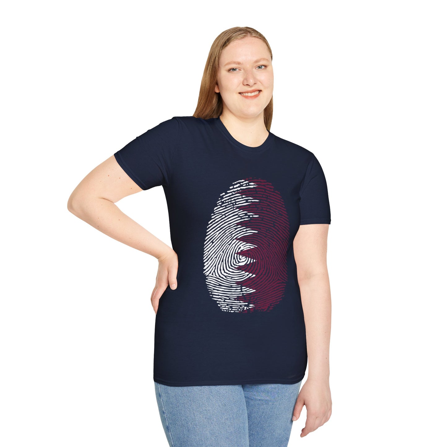 QATAR Fingerprint flag Soccer World Cup Fan T-Shirt (WOMEN)