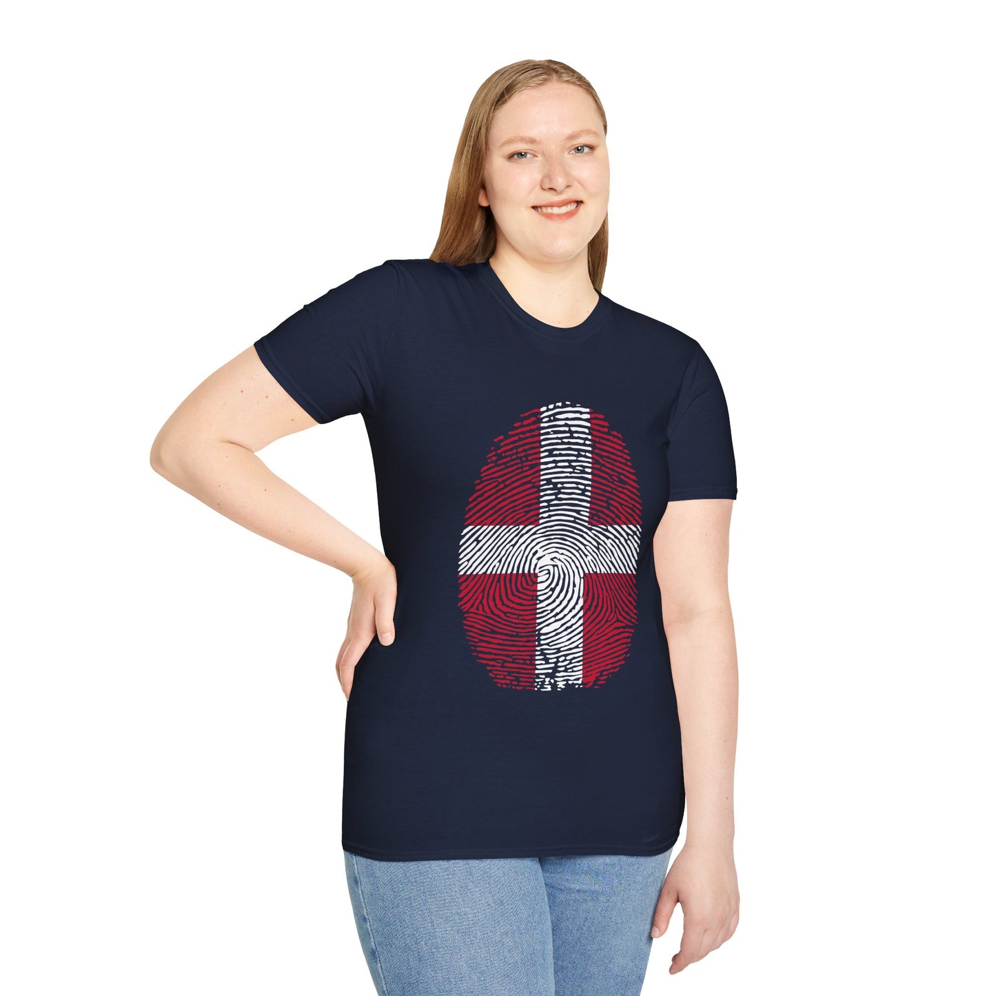 DENMARK Fingerprint flag Soccer World Cup Fan T-Shirt (WOMEN)