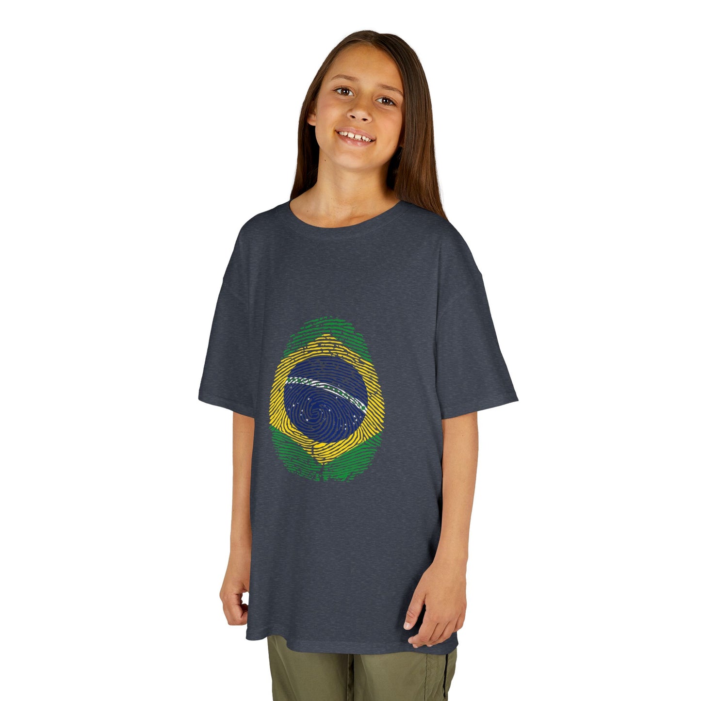 BRAZIL Fingerprint flag Soccer World Cup Fan T-Shirt (KIDS - UNISEX)