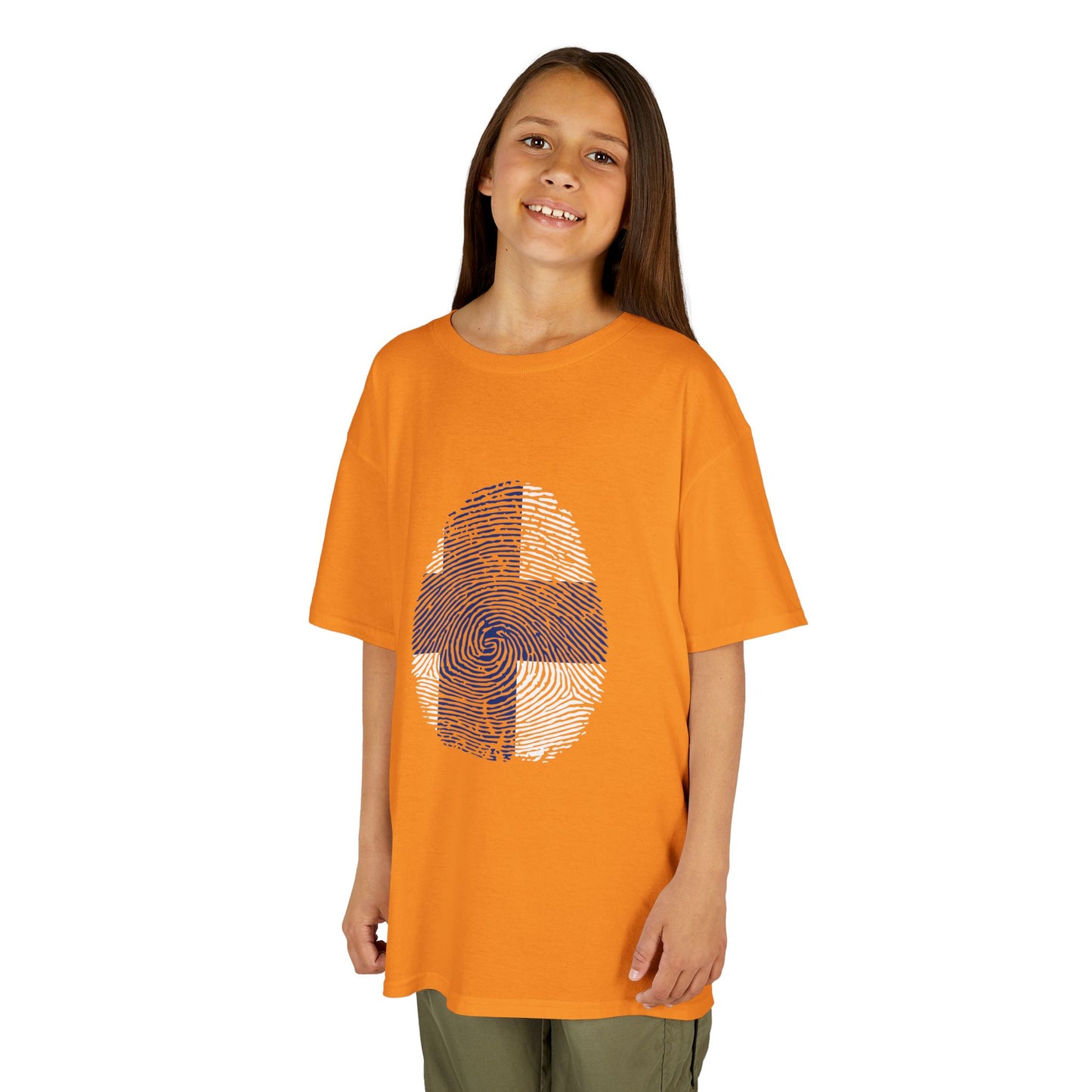 FINLAND Fingerprint flag Soccer World Cup Fan T-Shirt (KIDS - UNISEX)