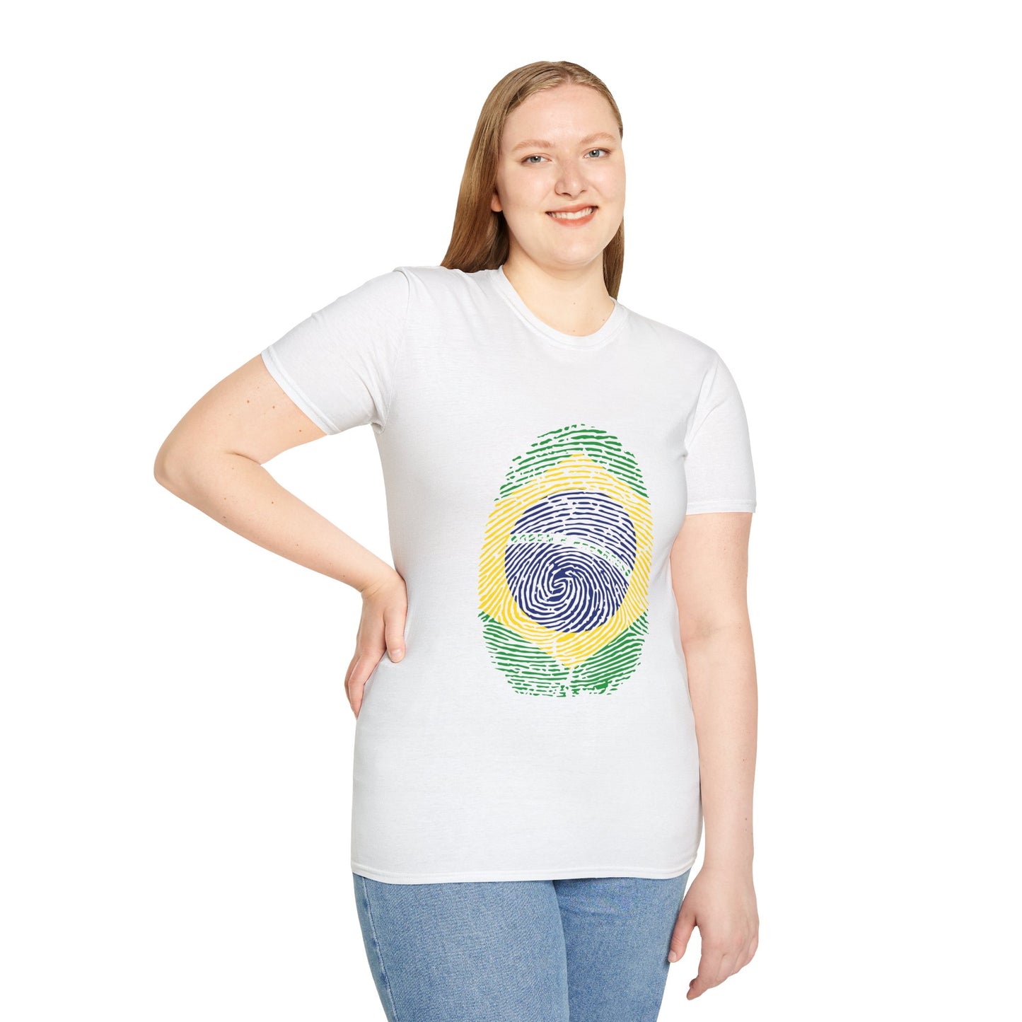 BRAZIL Fingerprint flag Soccer World Cup Fan T-Shirt (WOMEN)