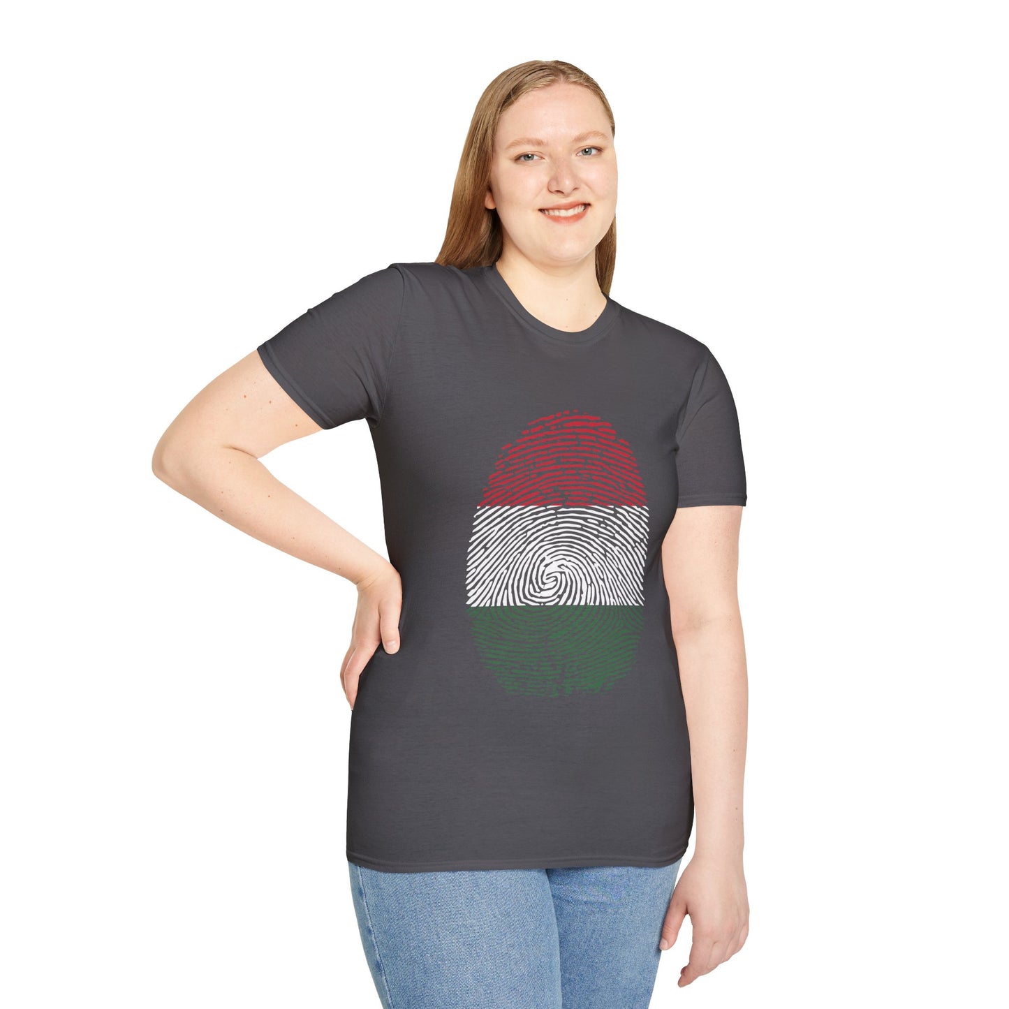 HUNGARY Fingerprint flag Soccer World Cup Fan T-Shirt (WOMEN)