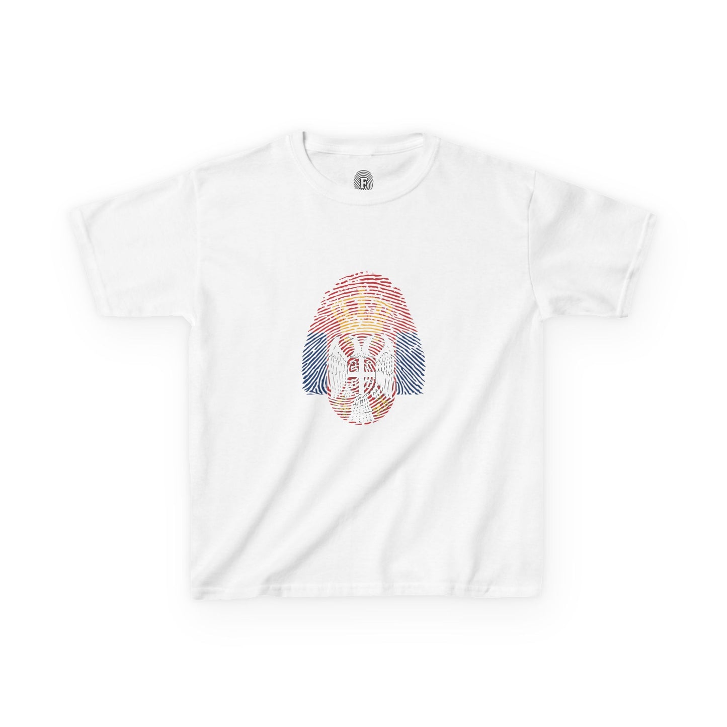 SERBIA Fingerprint flag Soccer World Cup Fan T-Shirt (KIDS - UNISEX)