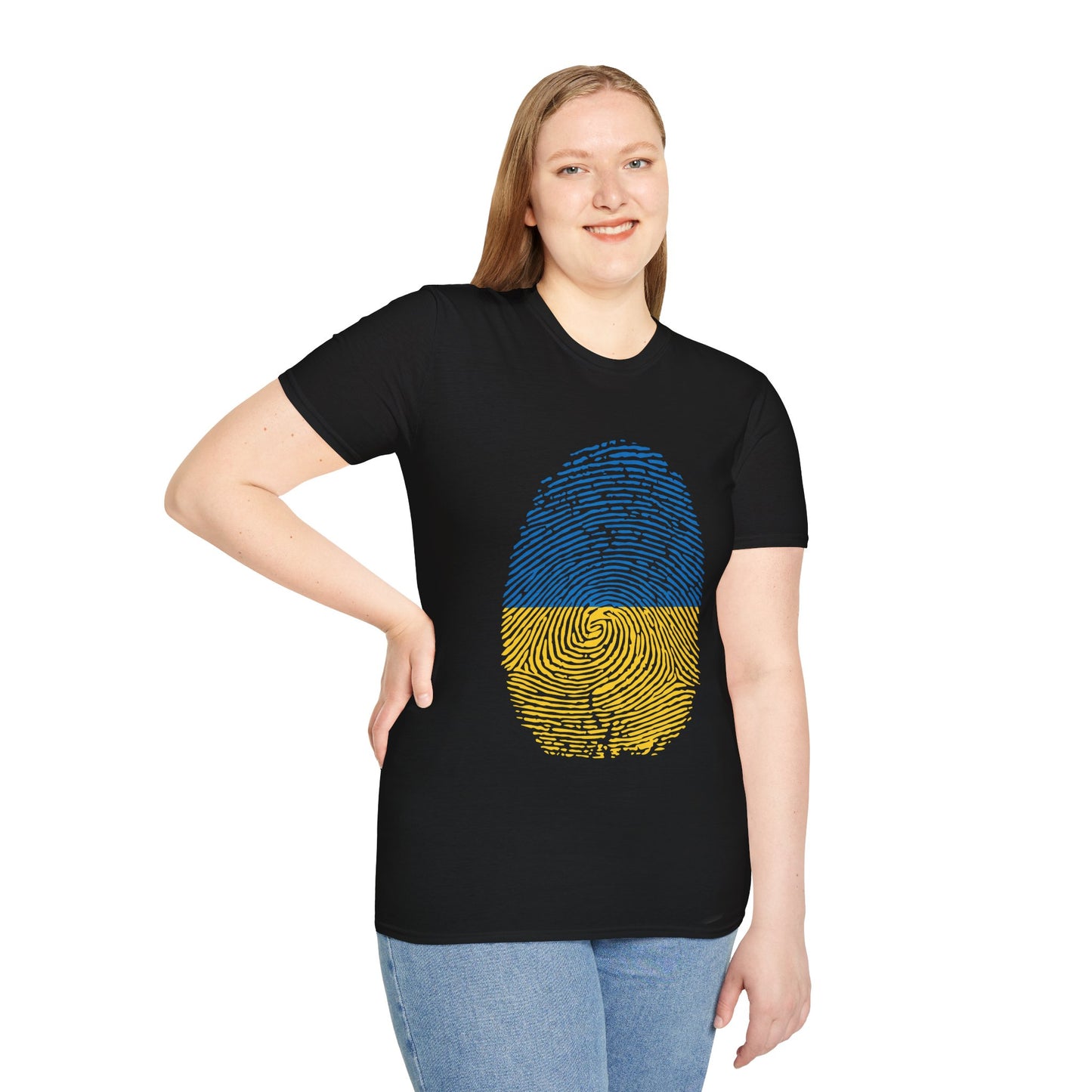 UKRAINE Fingerprint flag Soccer World Cup Fan T-Shirt (WOMEN)