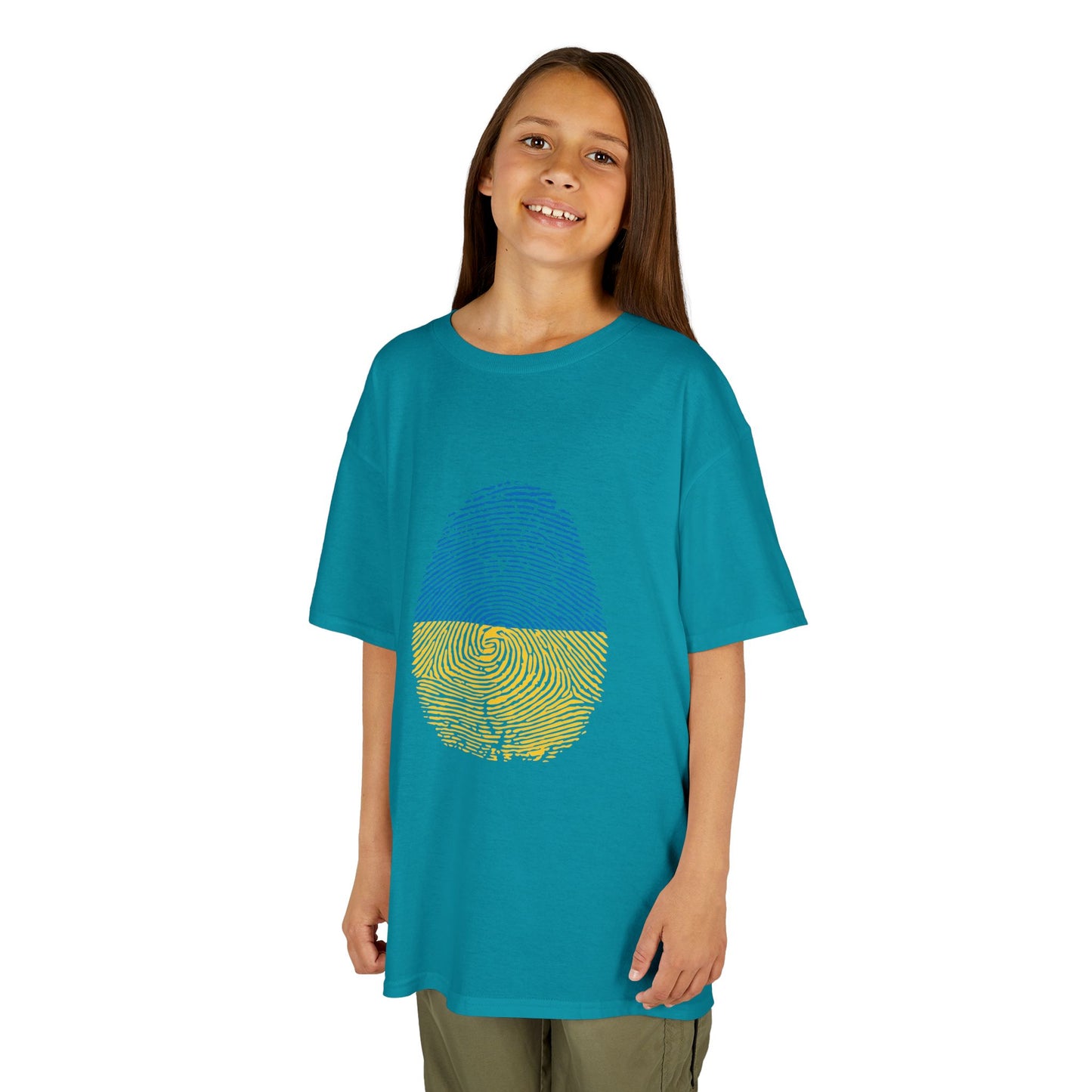 UKRAINE Fingerprint flag Soccer World Cup Fan T-Shirt (KIDS - UNISEX)