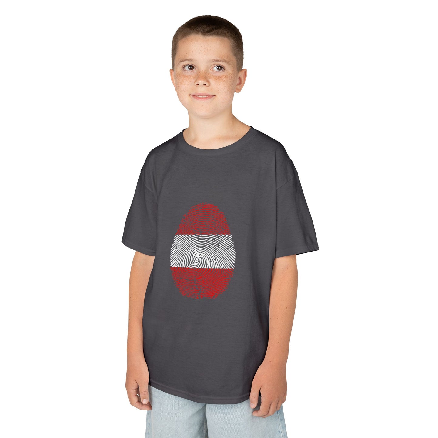 AUSTRIA Fingerprint flag Soccer World Cup Fan T-Shirt (KIDS - UNISEX)