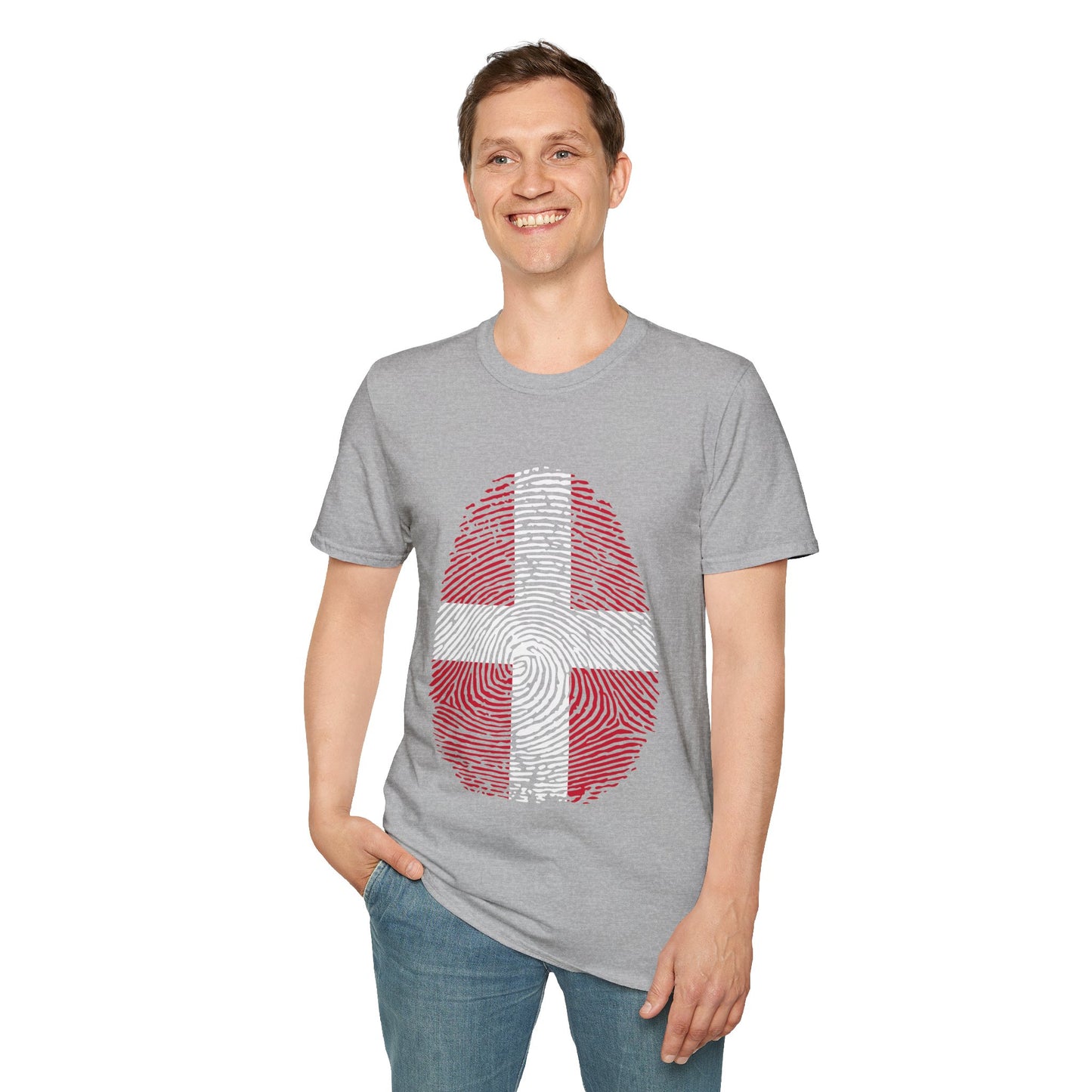 DENMARK Fingerprint flag Soccer World Cup Fan T-Shirt (MEN)
