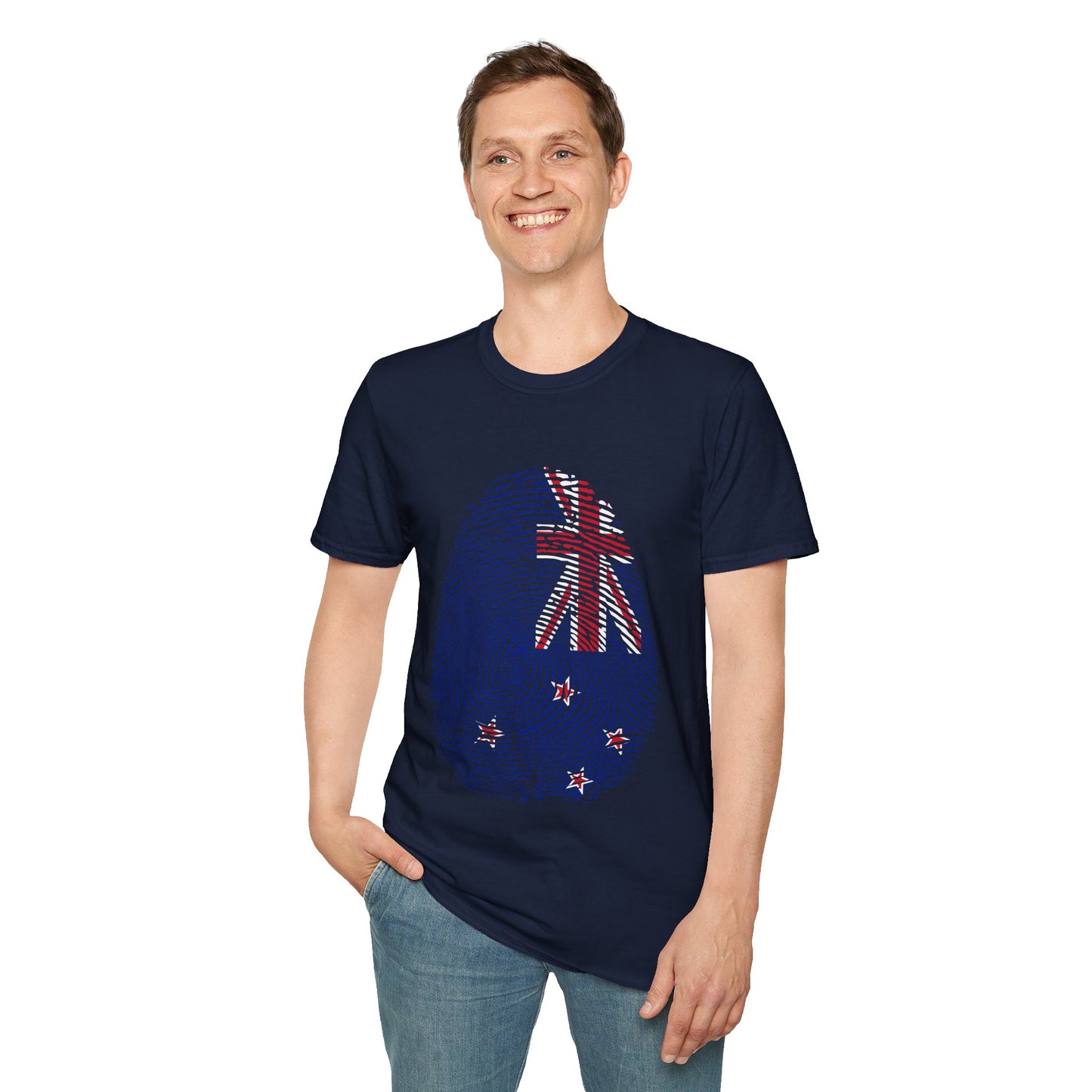 NEW ZEALAND Fingerprint flag Soccer World Cup Fan T-Shirt (MEN)