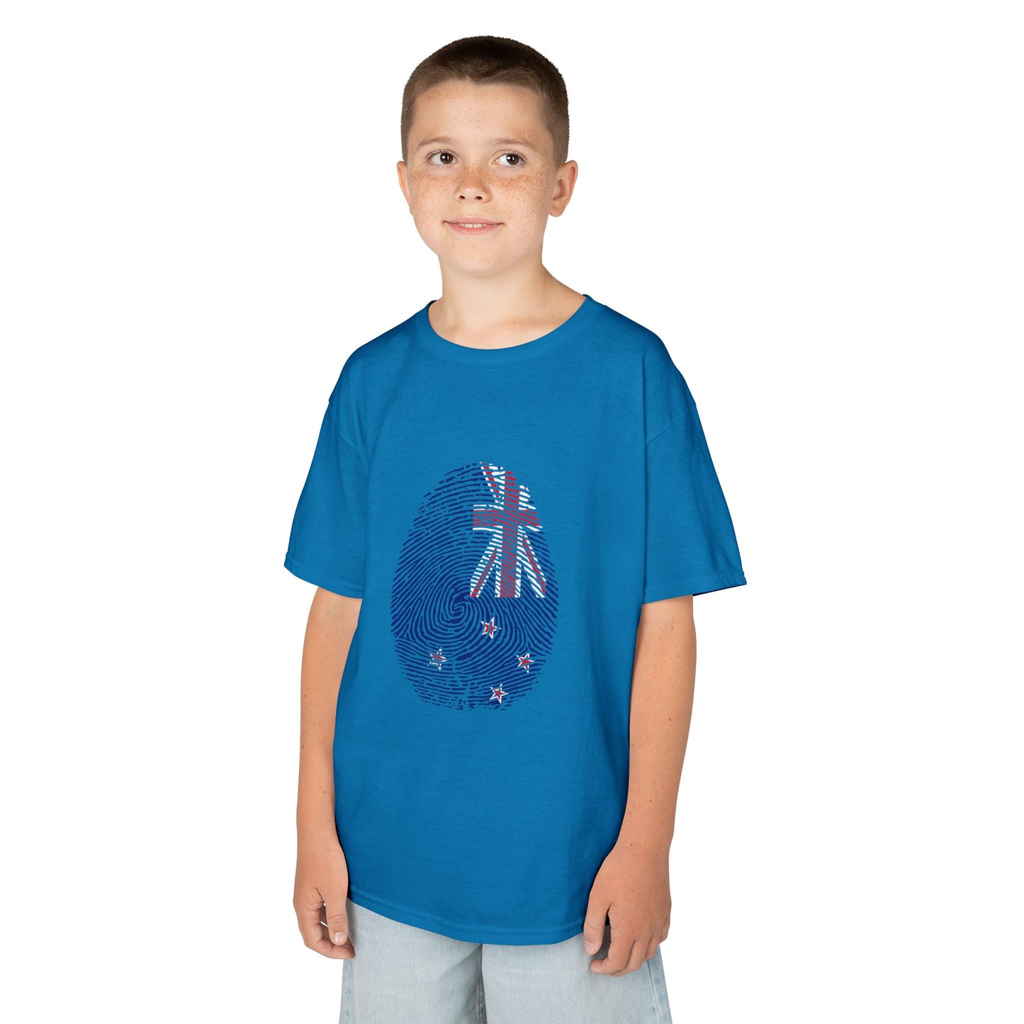 NEW ZEALAND Fingerprint flag Soccer World Cup Fan T-Shirt (KIDS - UNISEX)