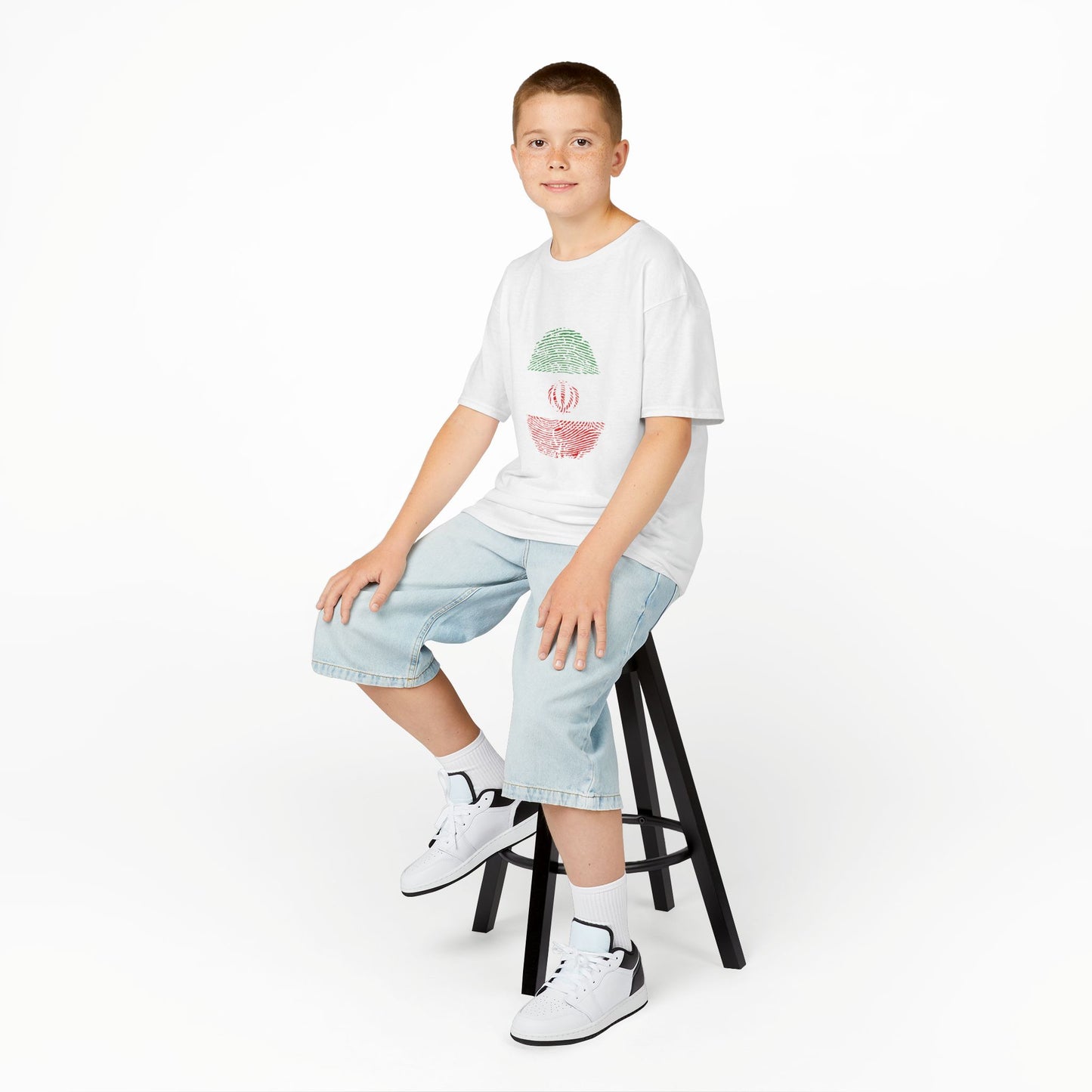 IRAN (I.R) Fingerprint flag Soccer World Cup Fan T-Shirt (KIDS - UNISEX)