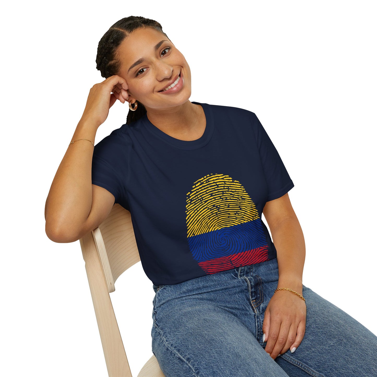 COLOMBIA Fingerprint flag Soccer World Cup Fan T-Shirt (WOMEN)