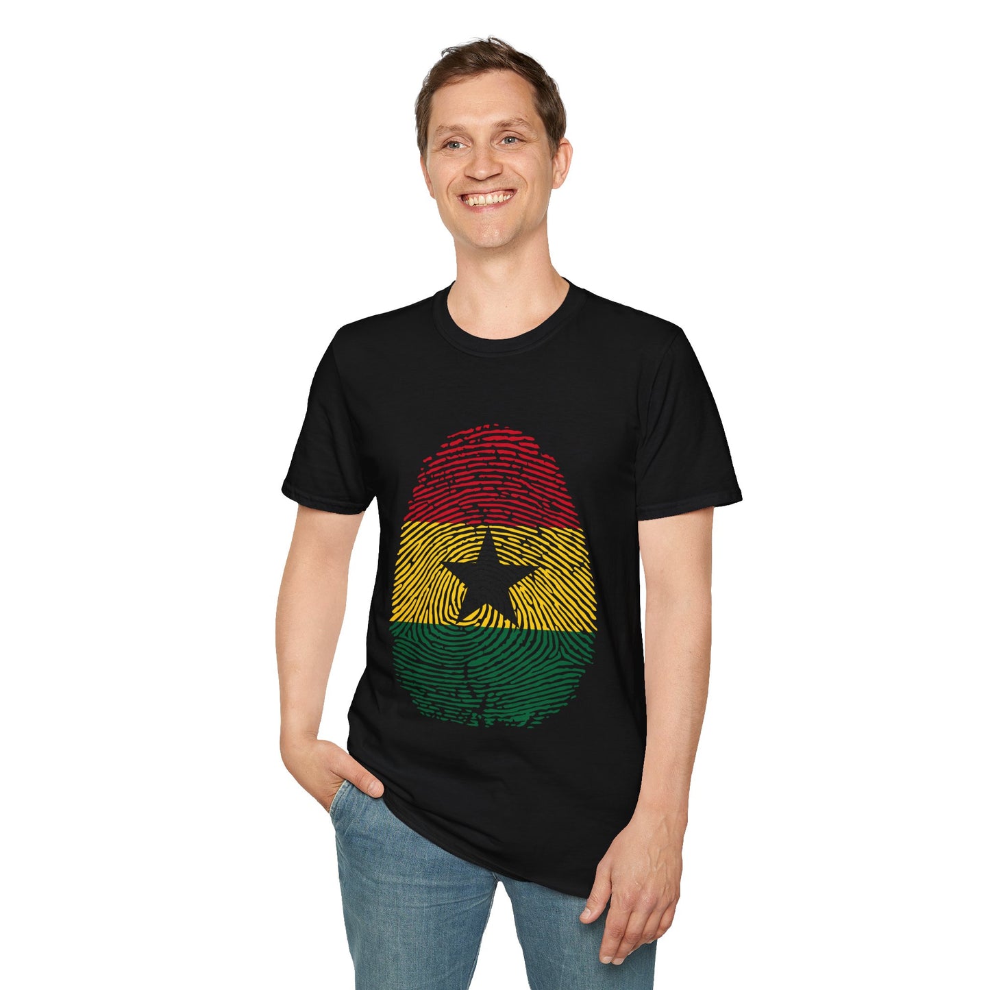 GHANA Fingerprint flag Soccer World Cup Fan T-Shirt (MEN)