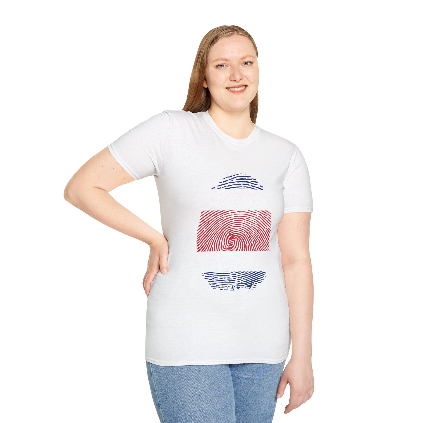 COSTA RICA Fingerprint flag Soccer World Cup Fan T-Shirt (WOMEN)