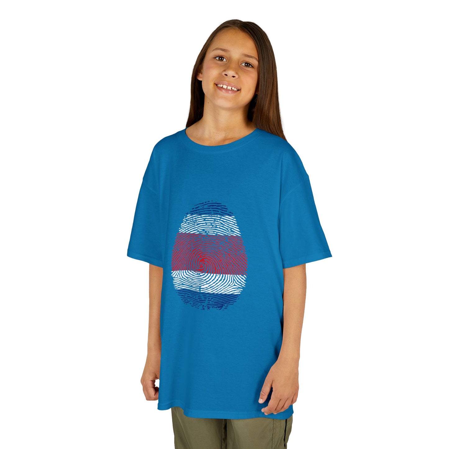COSTA RICA Fingerprint flag Soccer World Cup Fan T-Shirt (KIDS - UNISEX)