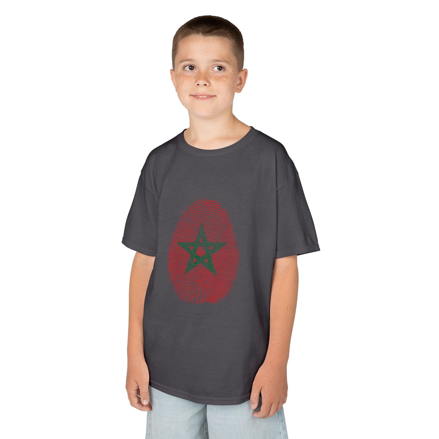 MOROCCO Fingerprint flag Soccer World Cup Fan T-Shirt (KIDS - UNISEX)