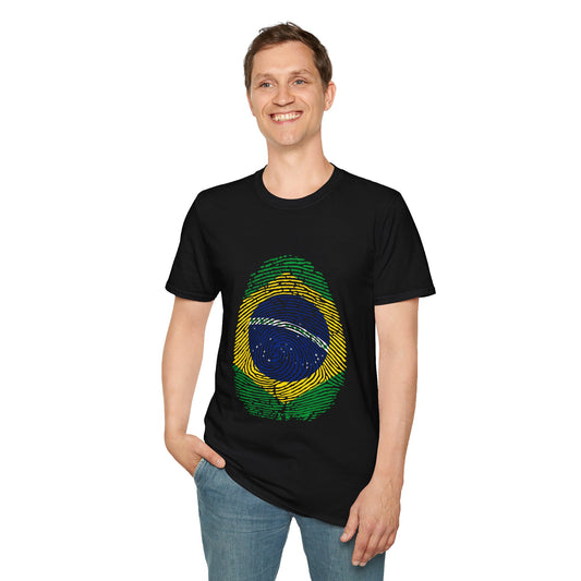 BRAZIL Fingerprint flag Soccer World Cup Fan T-Shirt (MEN)