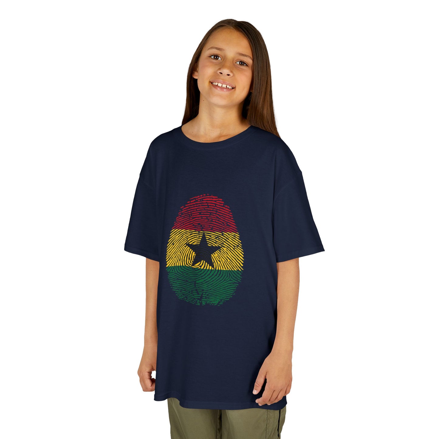 GHANA Fingerprint flag Soccer World Cup Fan T-Shirt (KIDS - UNISEX)