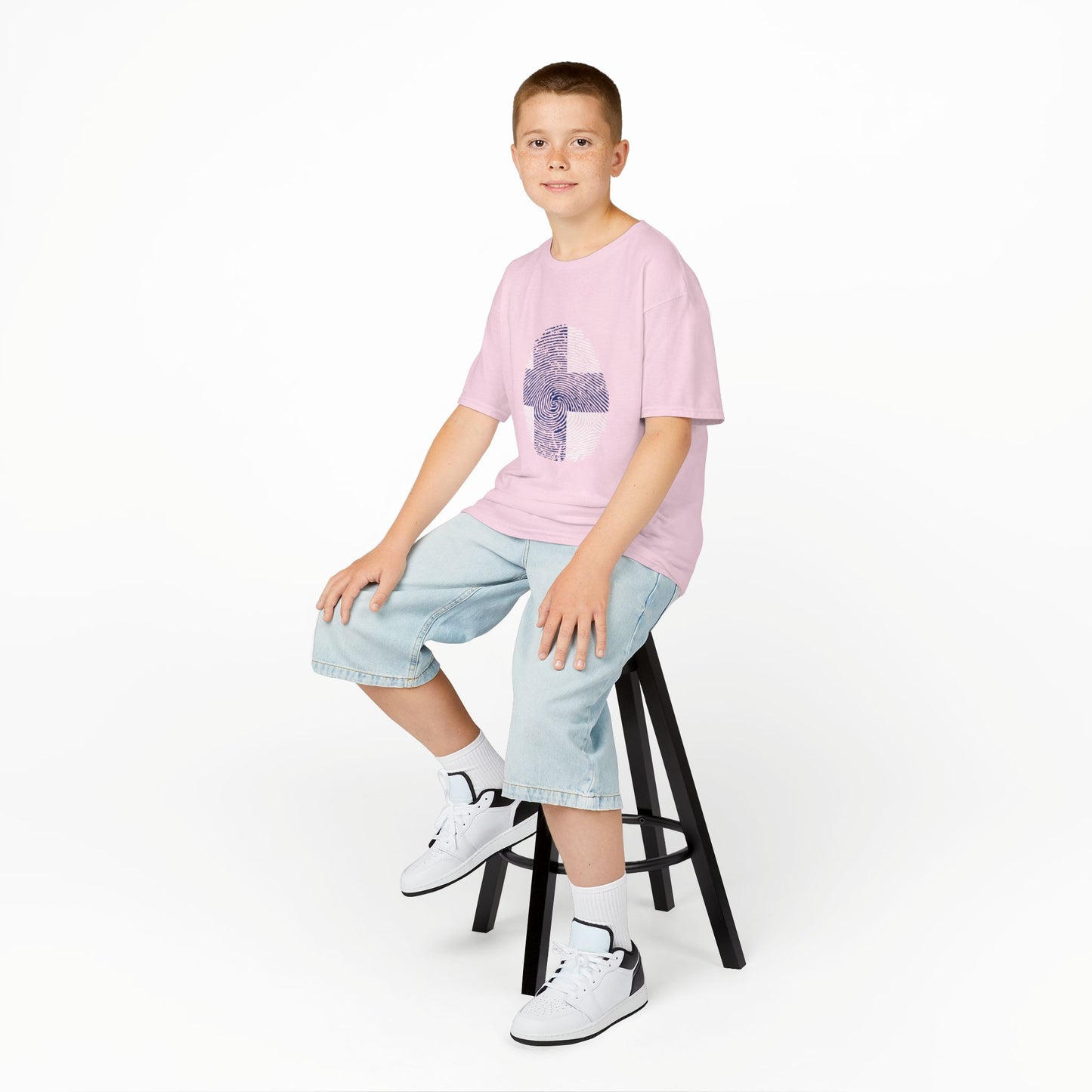 FINLAND Fingerprint flag Soccer World Cup Fan T-Shirt (KIDS - UNISEX)