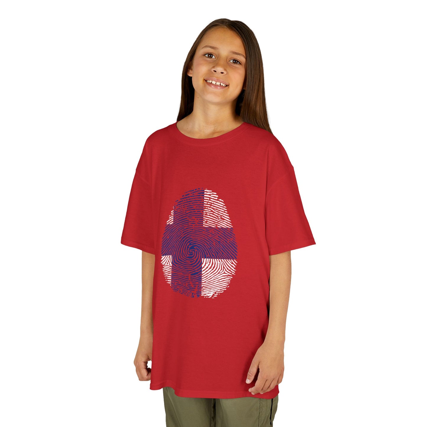 FINLAND Fingerprint flag Soccer World Cup Fan T-Shirt (KIDS - UNISEX)