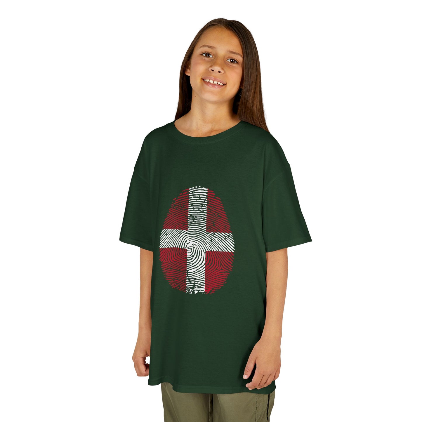 DENMARK Fingerprint flag Soccer World Cup Fan T-Shirt (KIDS - UNISEX)