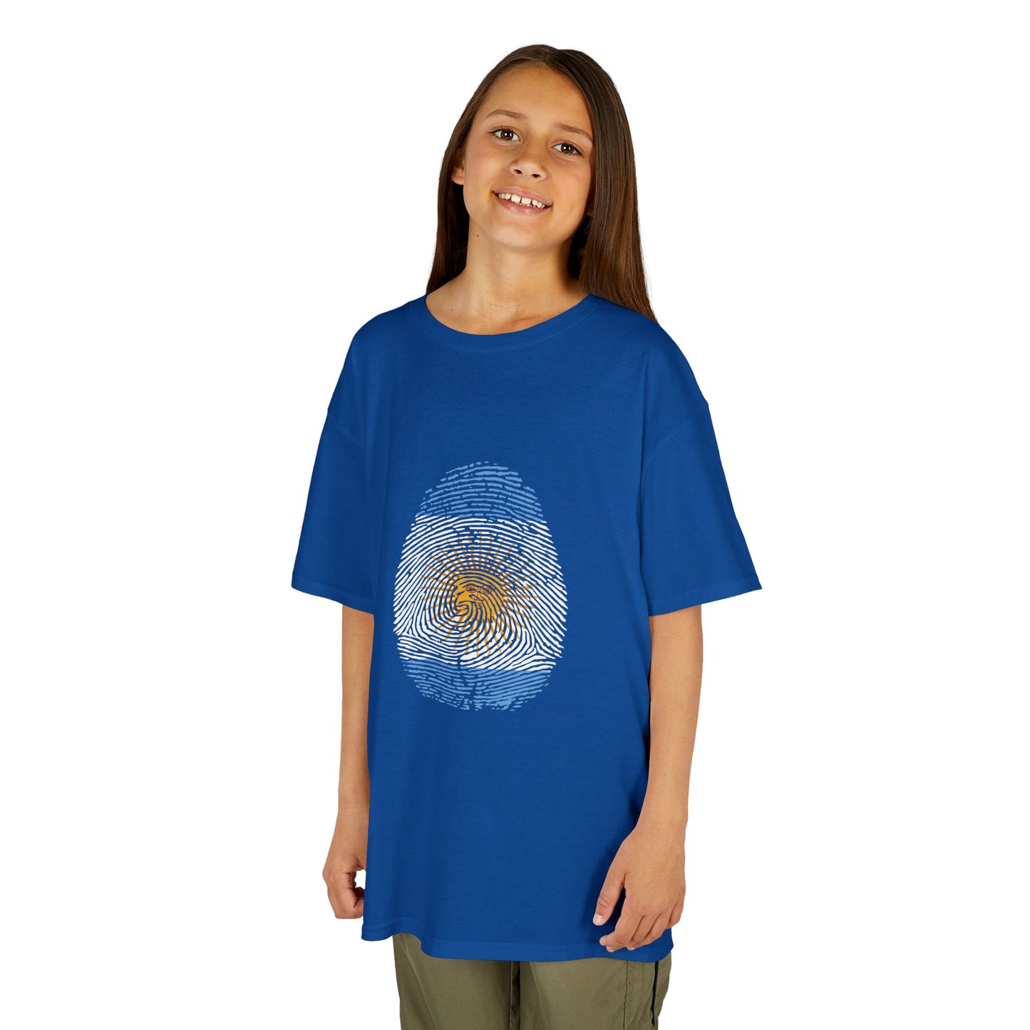 ARGENTINA Fingerprint flag Soccer World Cup Fan T-Shirt (KIDS - UNISEX)