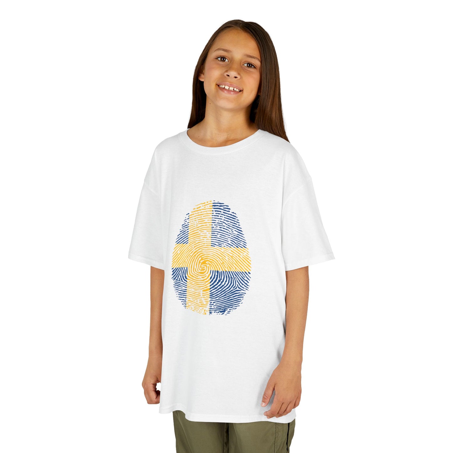 SWEDEN Fingerprint flag Soccer World Cup Fan T-Shirt (KIDS - UNISEX)