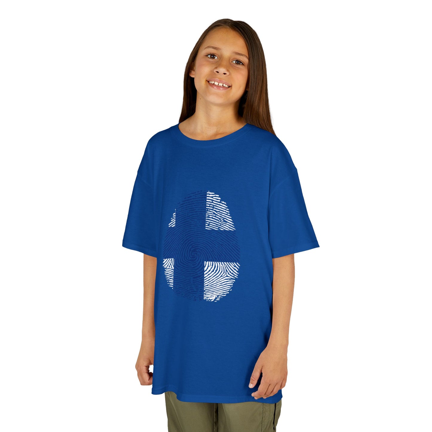 FINLAND Fingerprint flag Soccer World Cup Fan T-Shirt (KIDS - UNISEX)