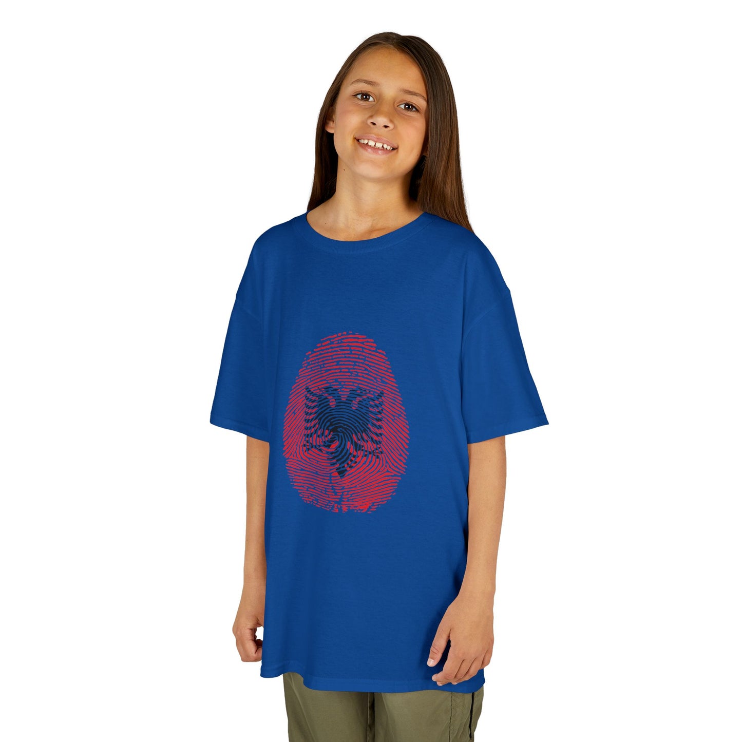 ALBANIA Fingerprint flag Soccer World Cup Fan T-Shirt (KIDS - UNISEX)