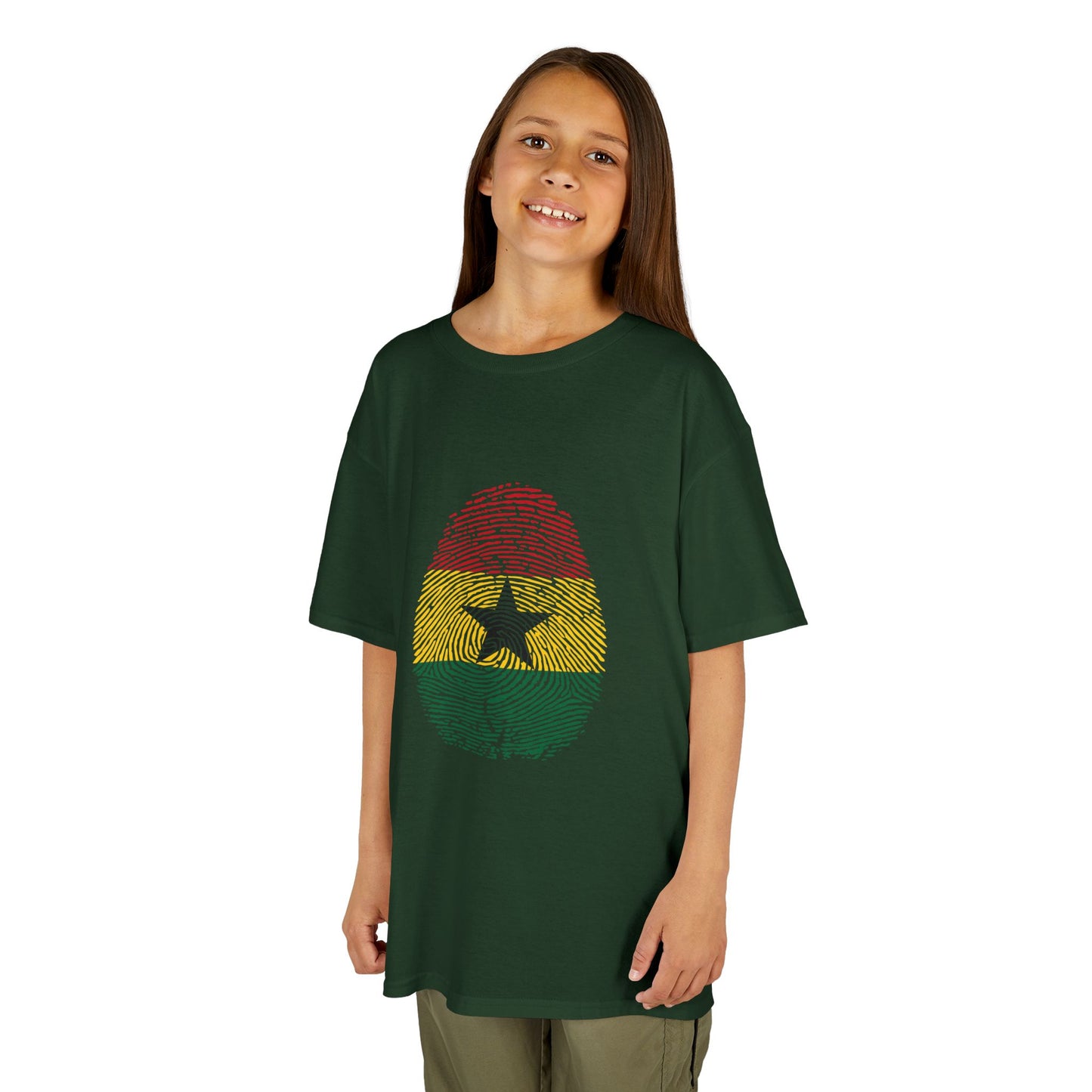 GHANA Fingerprint flag Soccer World Cup Fan T-Shirt (KIDS - UNISEX)