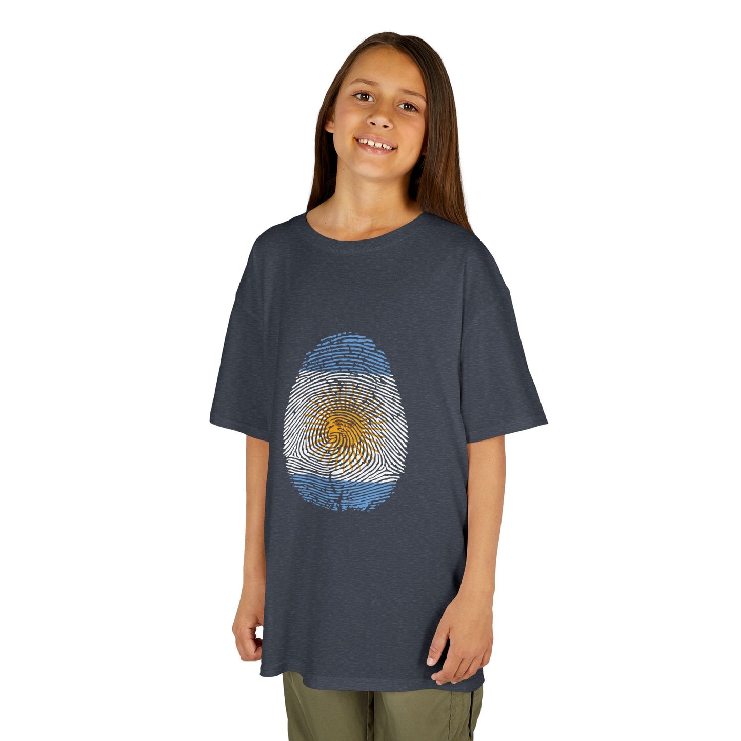 ARGENTINA Fingerprint flag Soccer World Cup Fan T-Shirt (KIDS - UNISEX)
