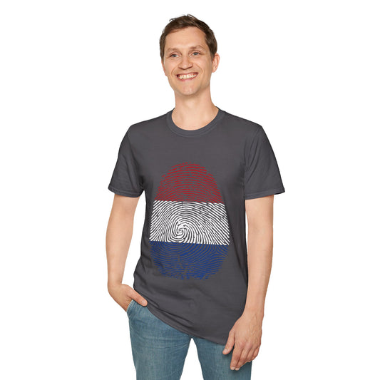 NETHERLAND Fingerprint flag Soccer World Cup Fan T-Shirt (MEN)